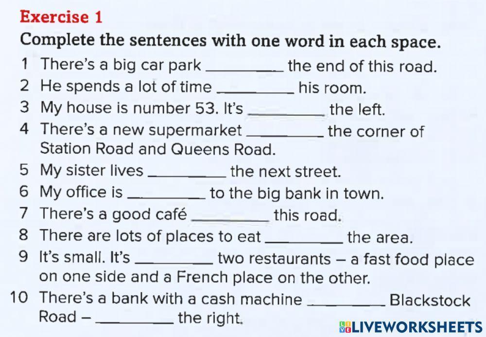 Outcomes Elementary Unit 3 Prepositions of Place