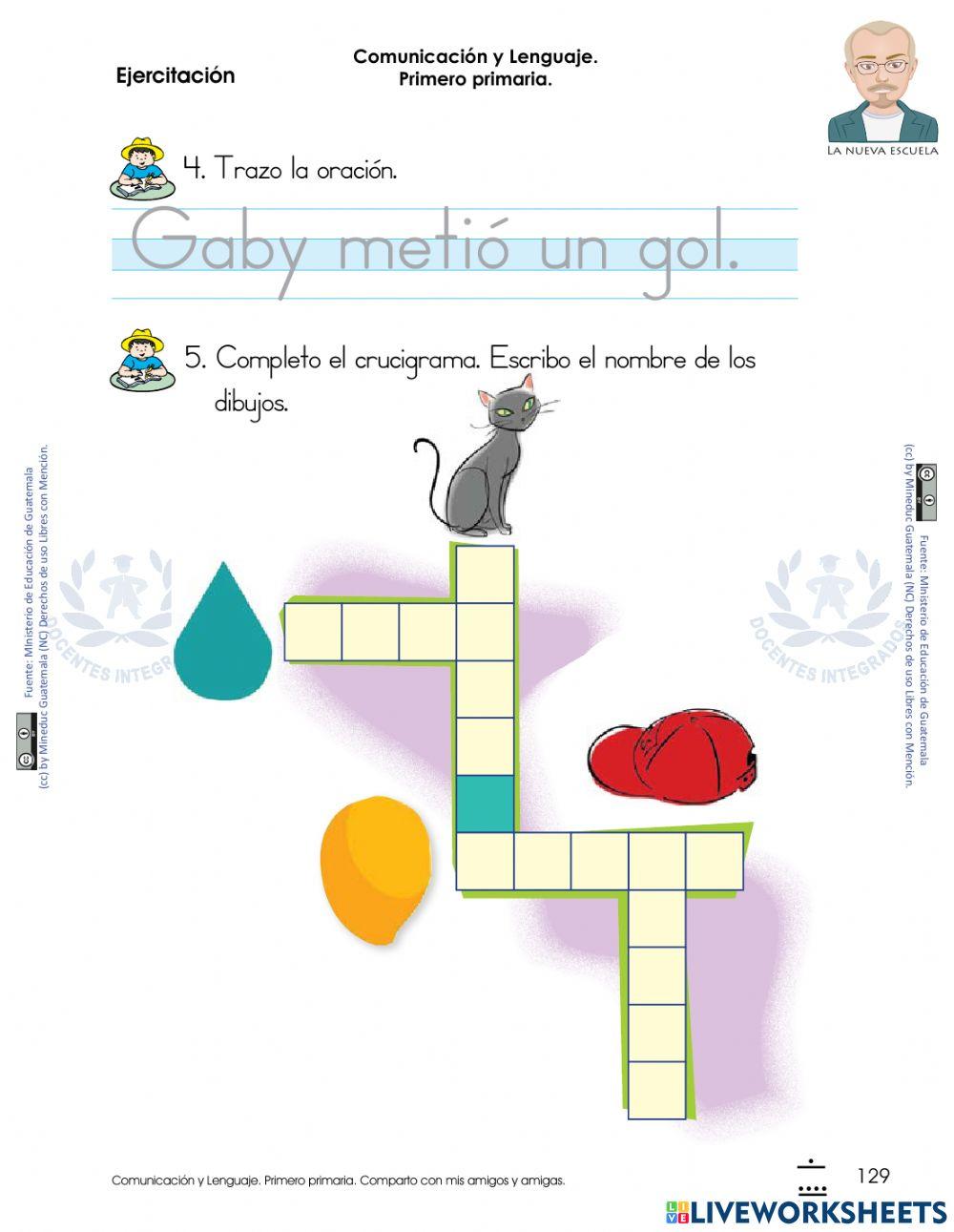 Comunicación y Lenguaje 1 L1 - pág. 129 - Ejercitación: Letra g