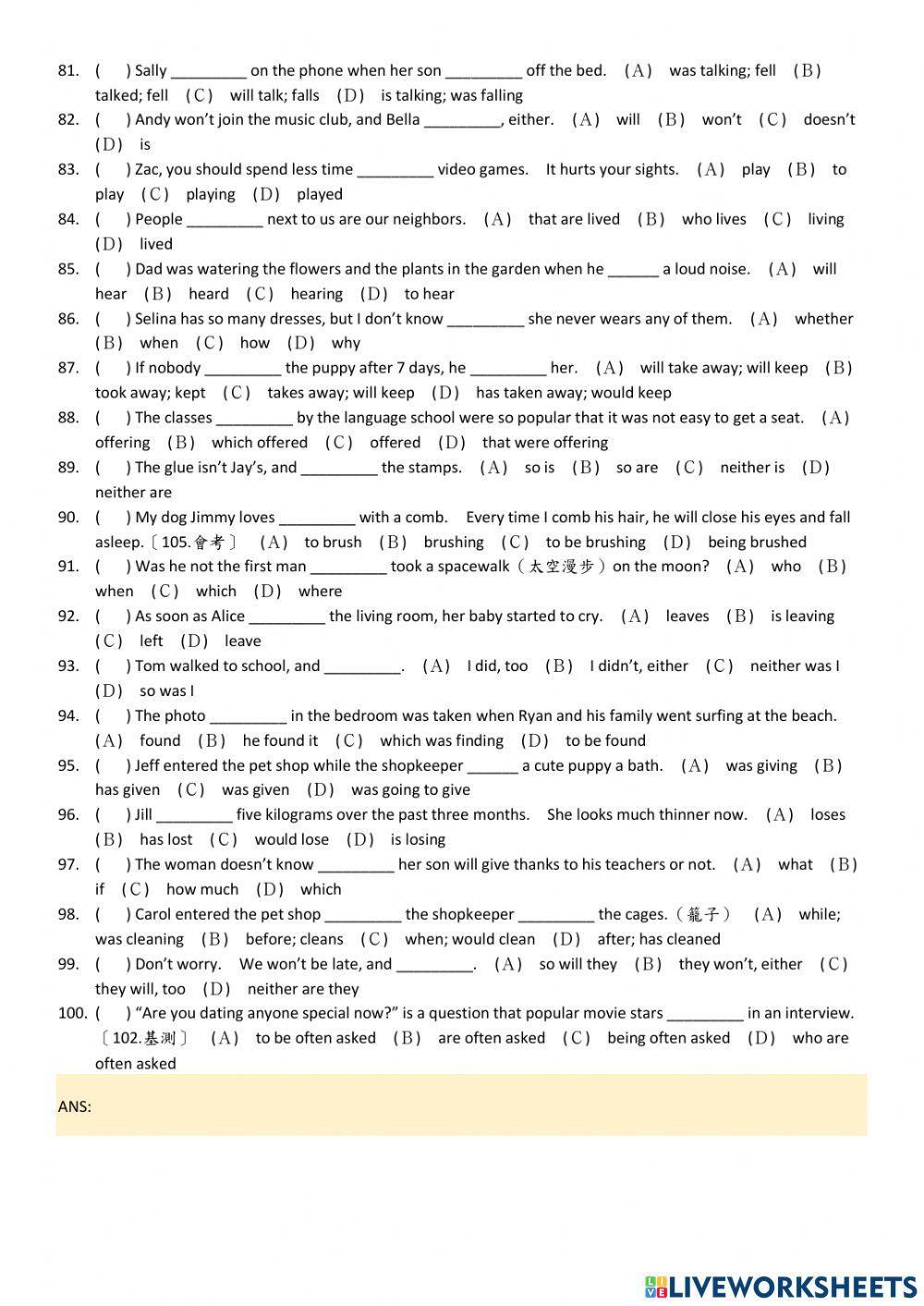 B6: Grammar 61-120-卷1
