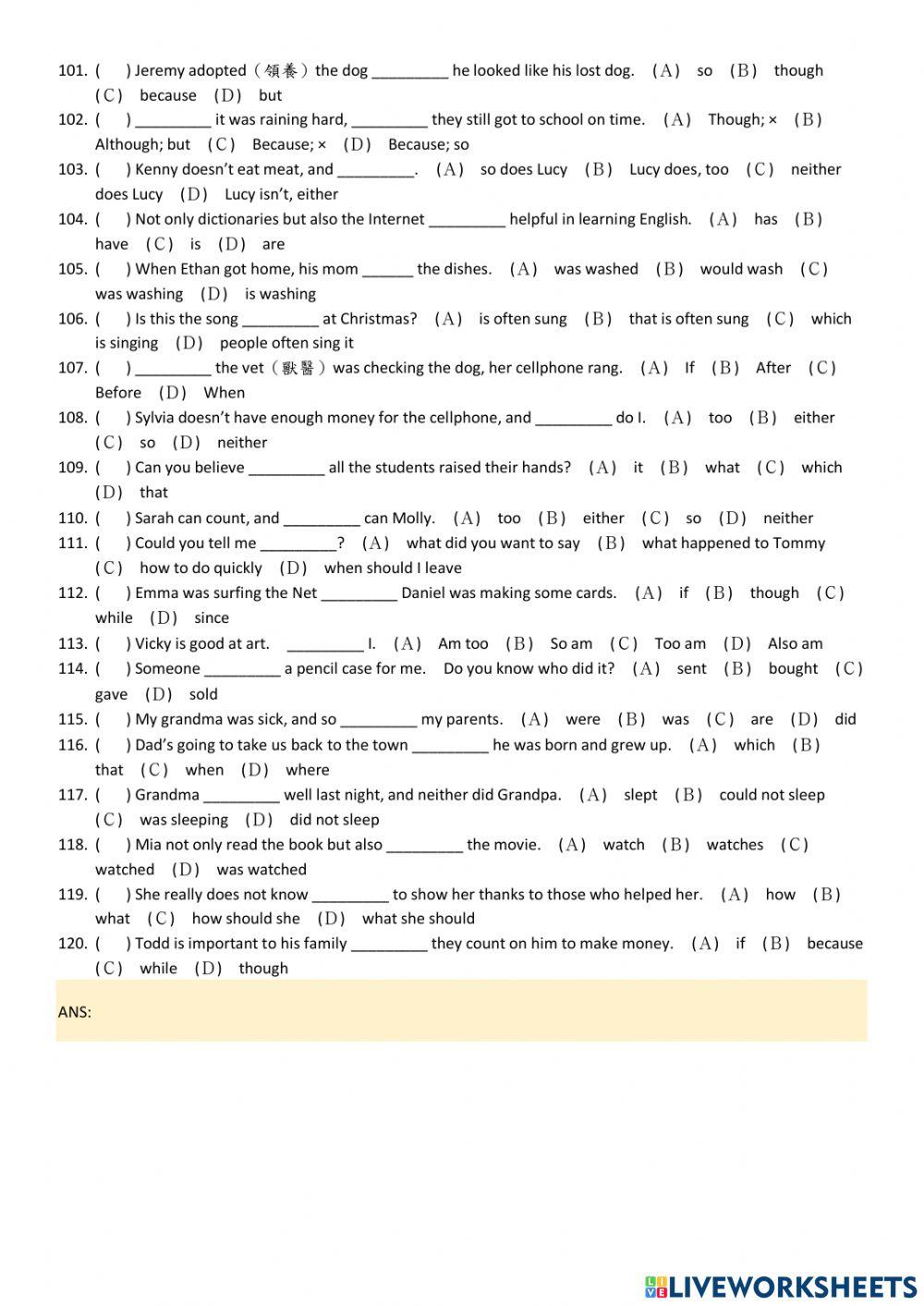 B6: Grammar 61-120-卷1