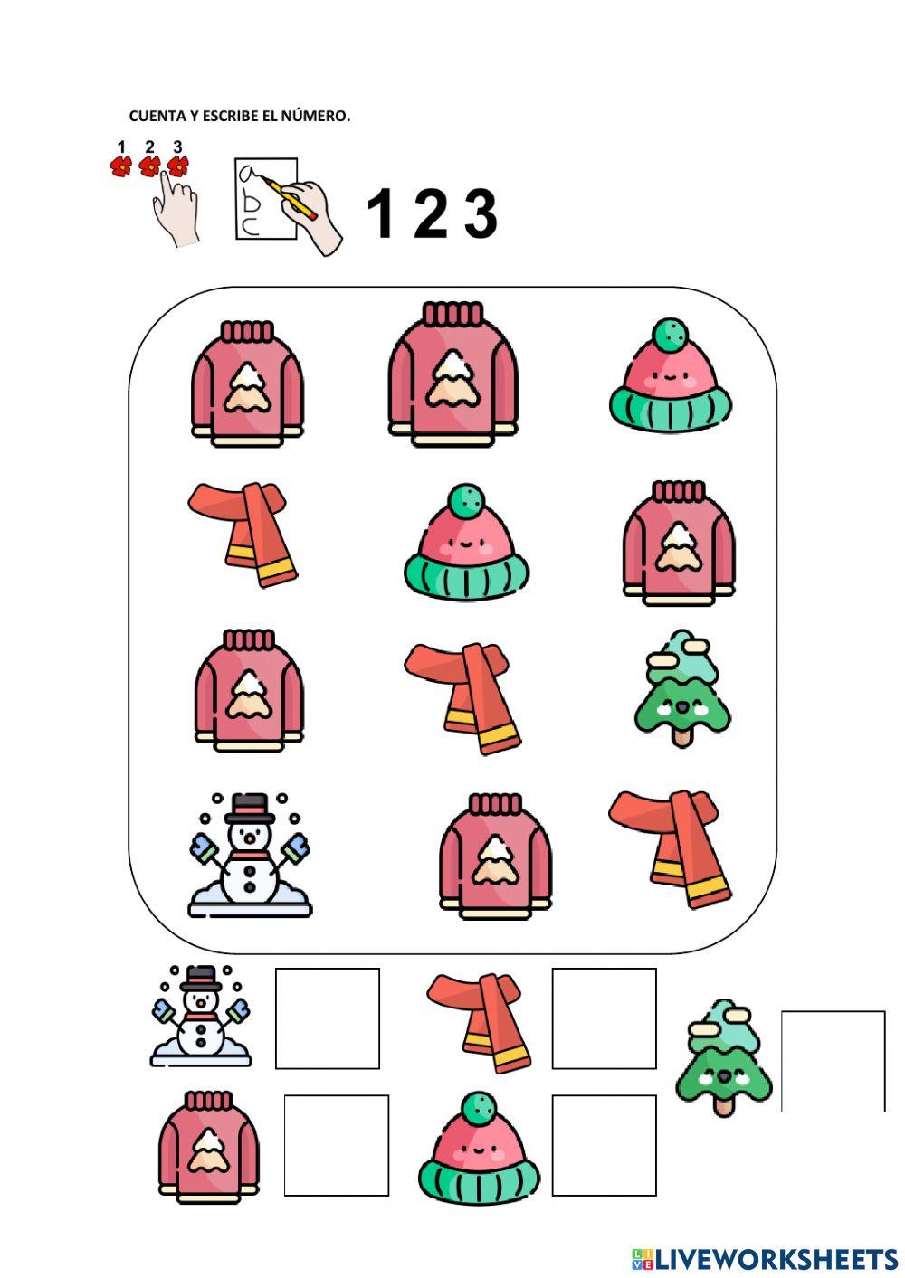 Cuenta y escribe el NÚMERO unidad 3