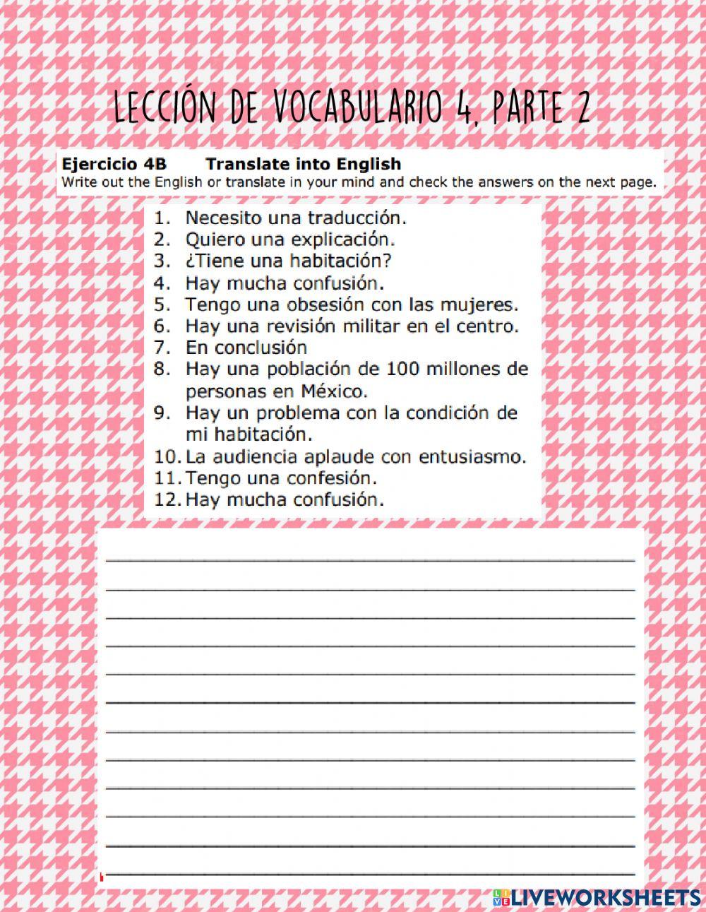 Leccion de vocabulario 4 parte 2