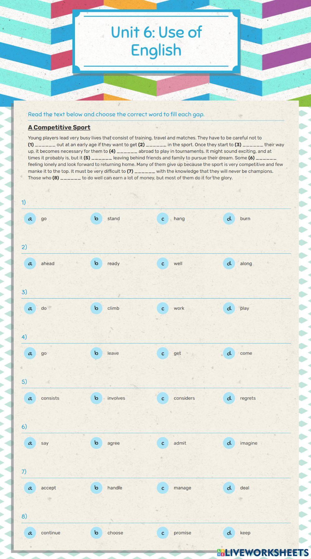 Unit 6: Multiple-Choice Cloze