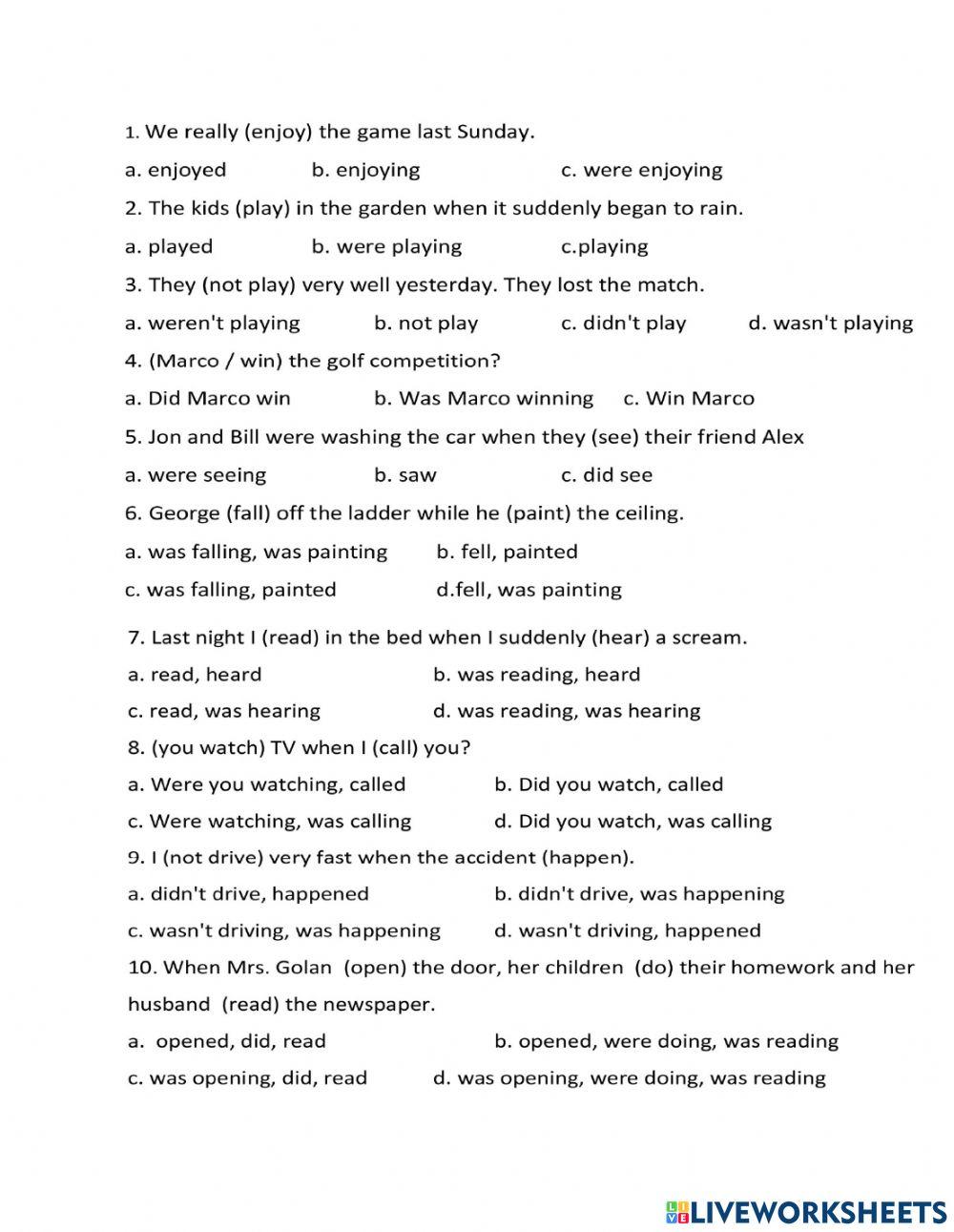 Past Continuous & Past Simple - Practice