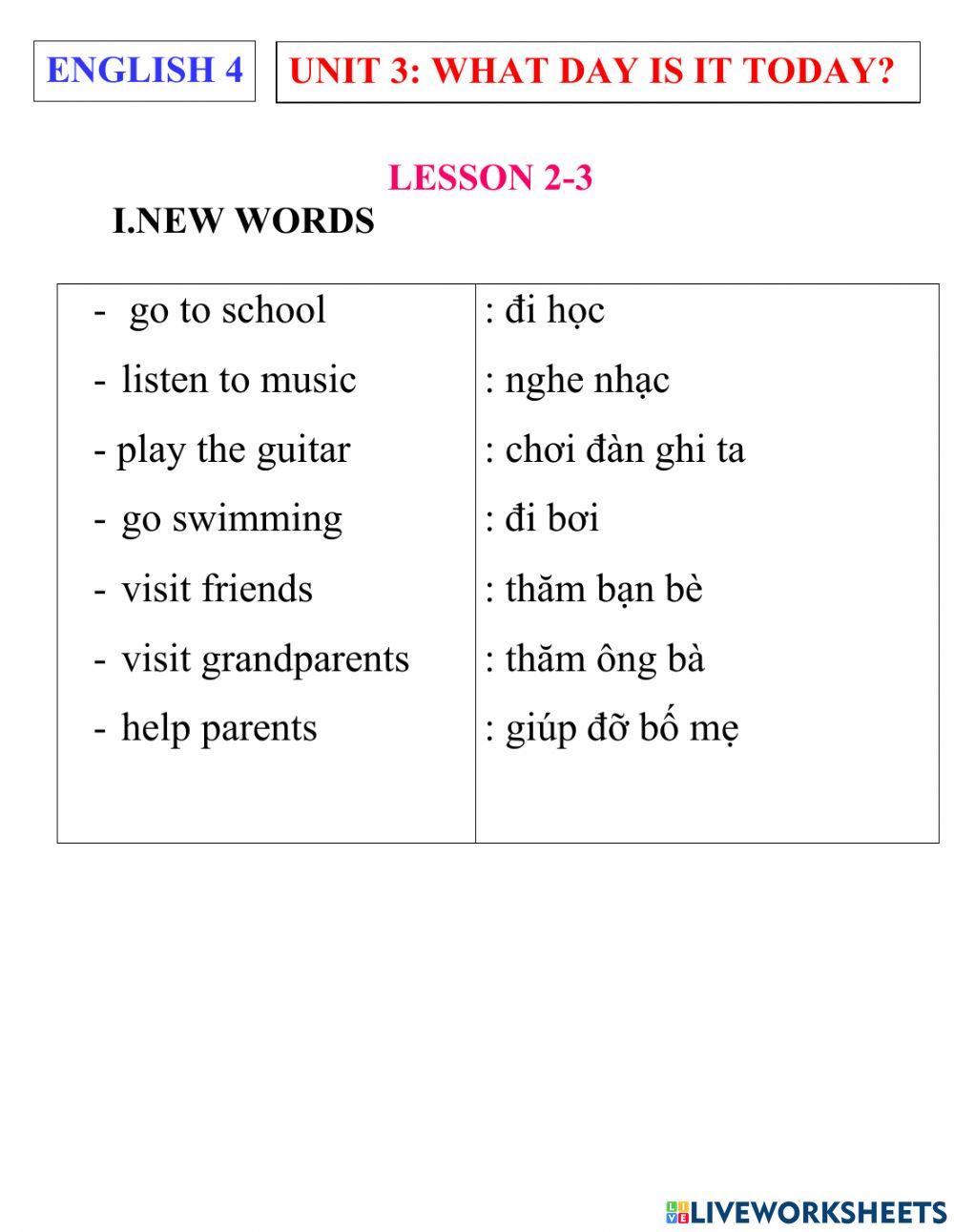 English 4- unit 3- lesson 2-3