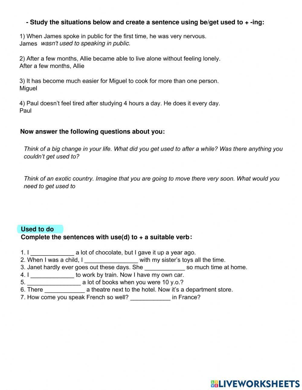 Get-be used to- used to