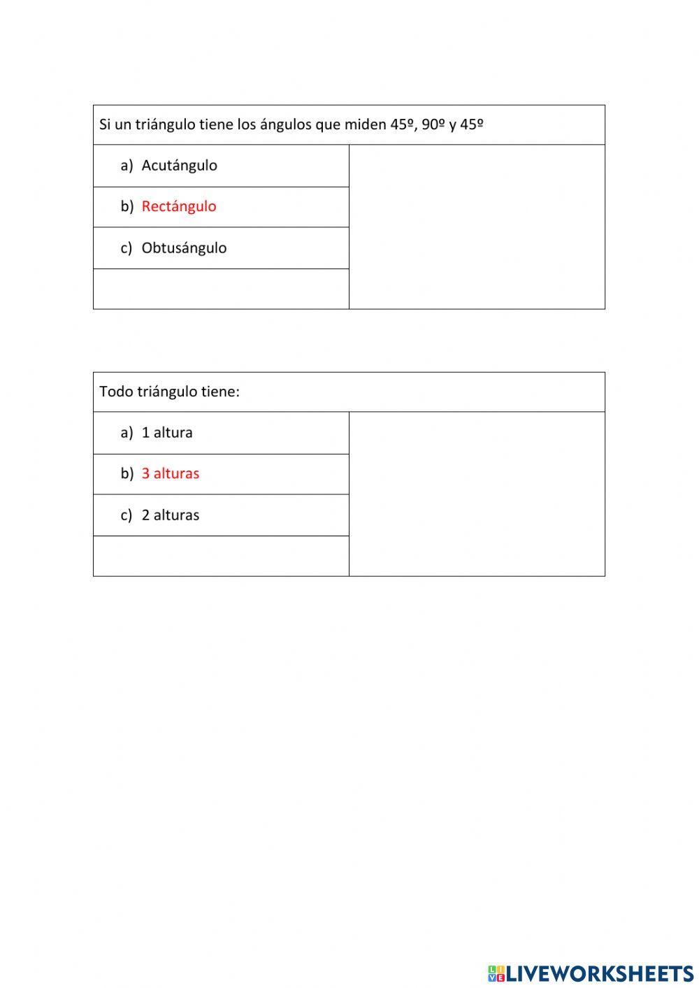 Prueba diagnostica , sección 1 : Triángulos