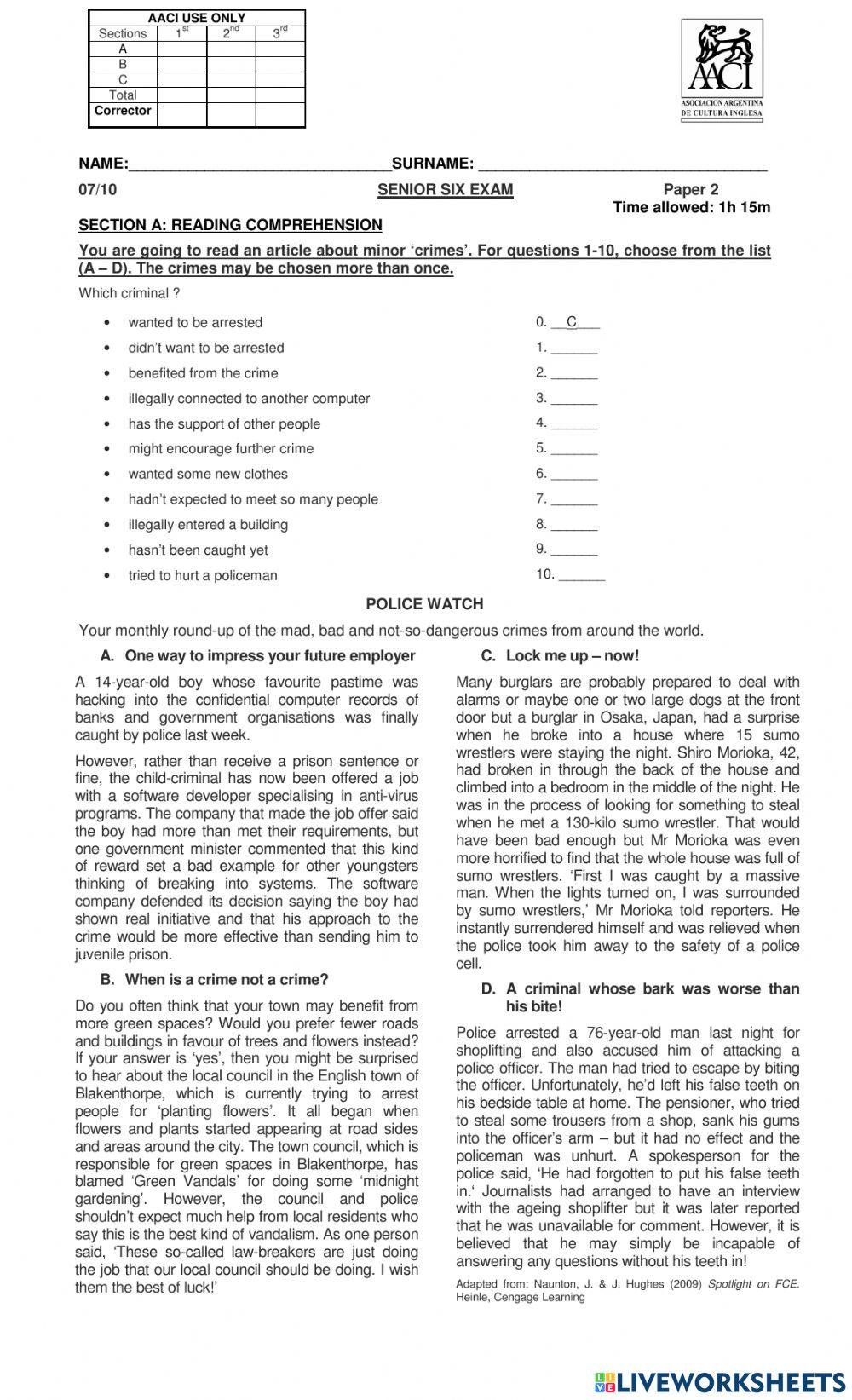 Senior 6 Paper 2 July 2010