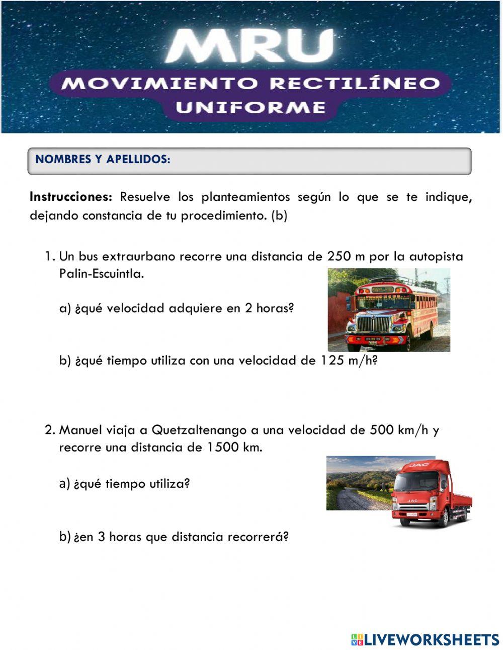 Movimiento Rectilíneo Uniforme