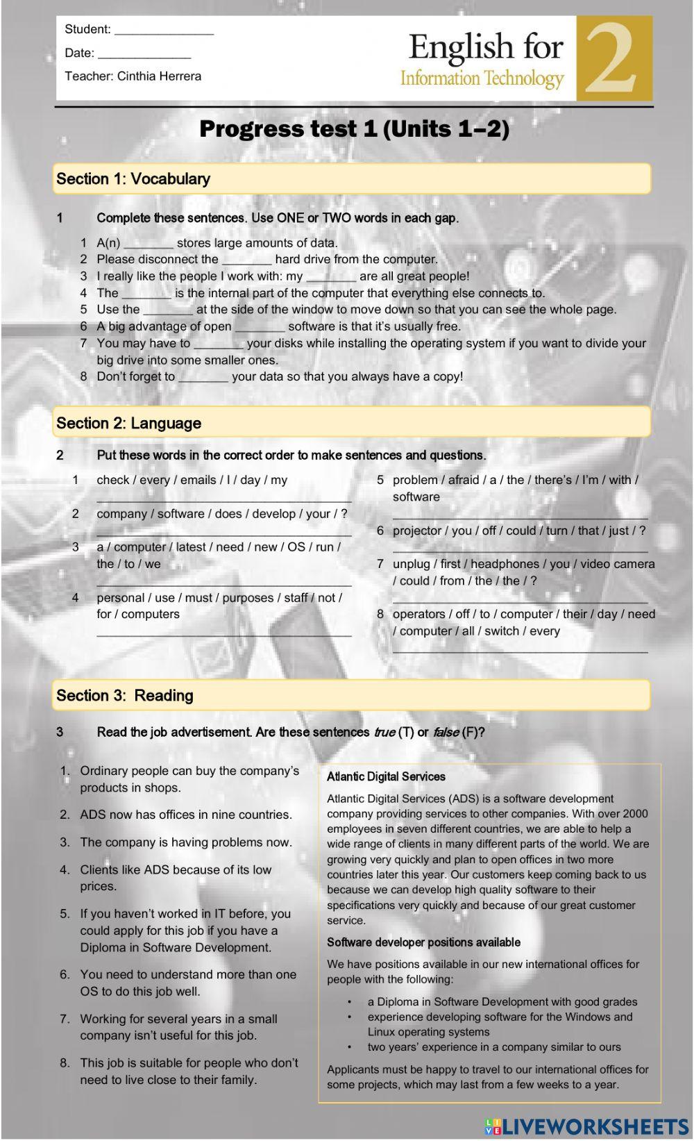 English for Information Technology