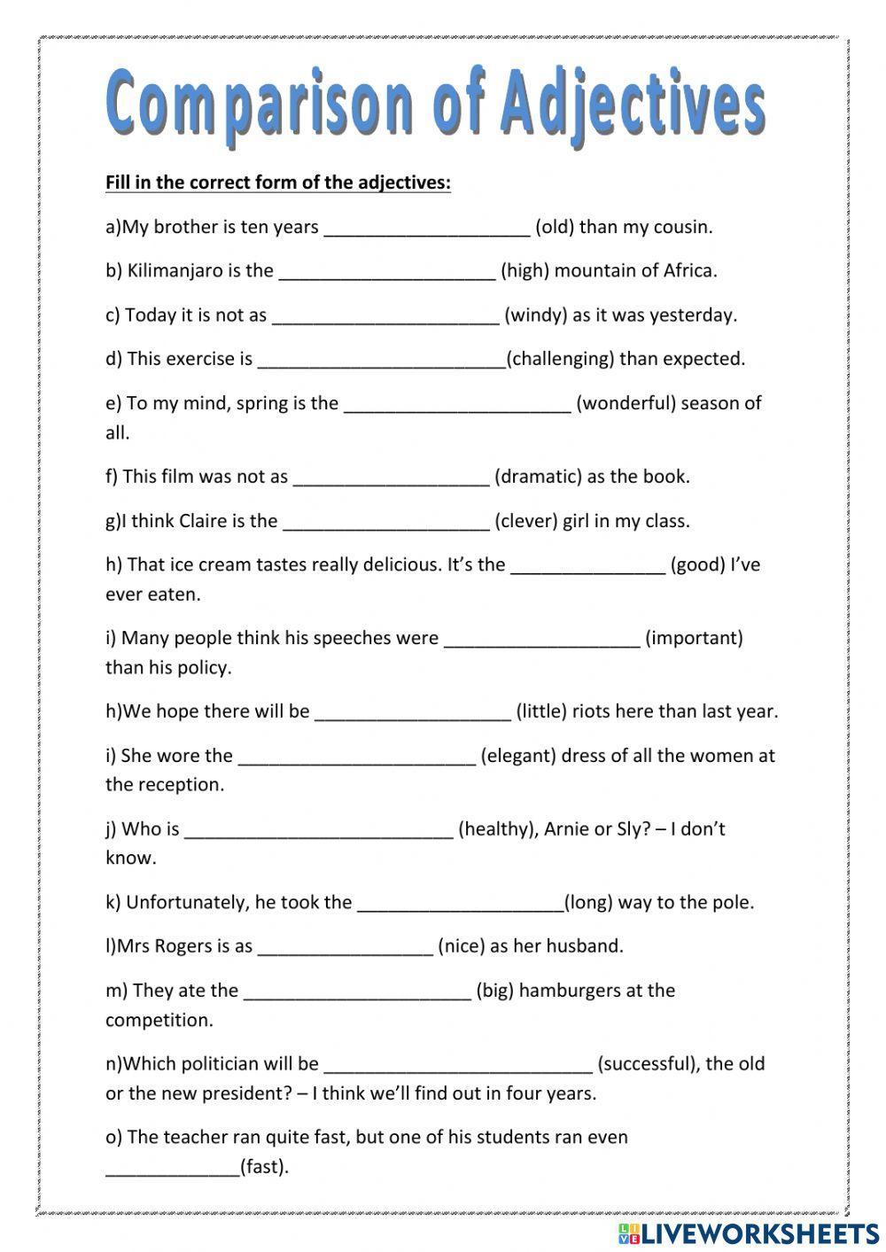 Comparative Adjectives - Superlative Adjectives