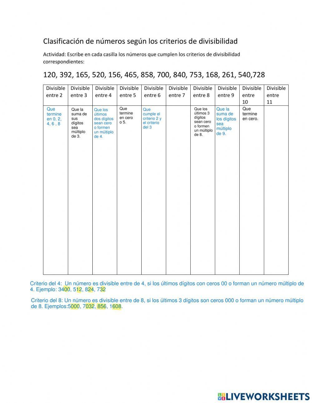 Criterios de divisibilidad