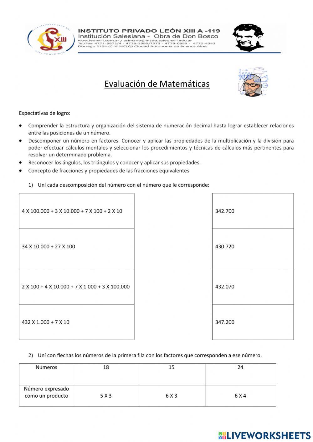 Numeración, fracciones, triángulos