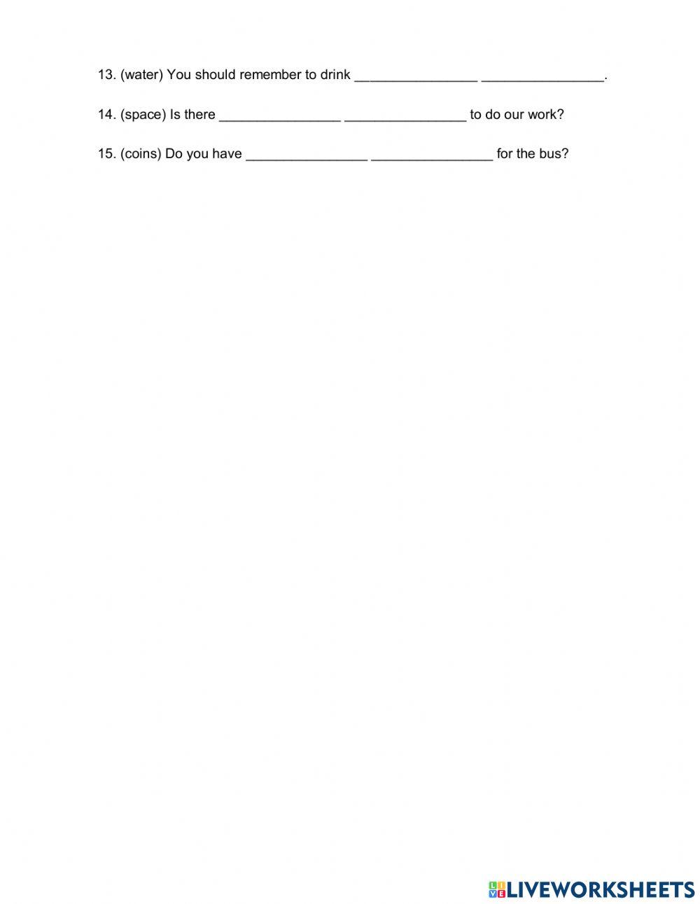 GRAMMAR PRACTICE  Too- Enough