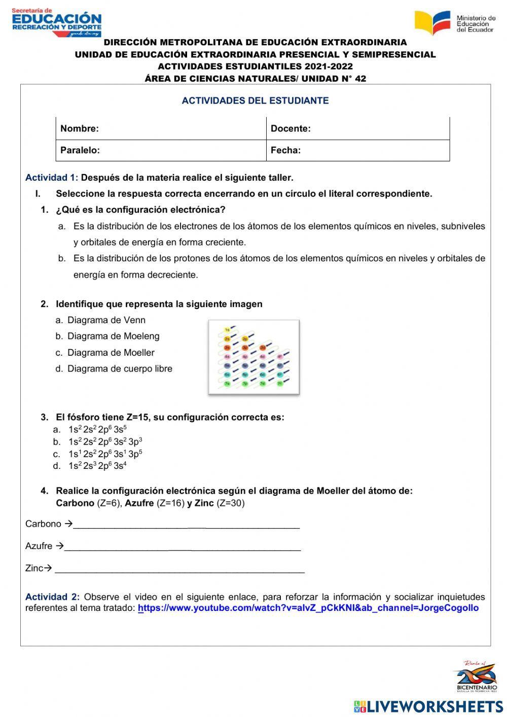 Configuración electronica