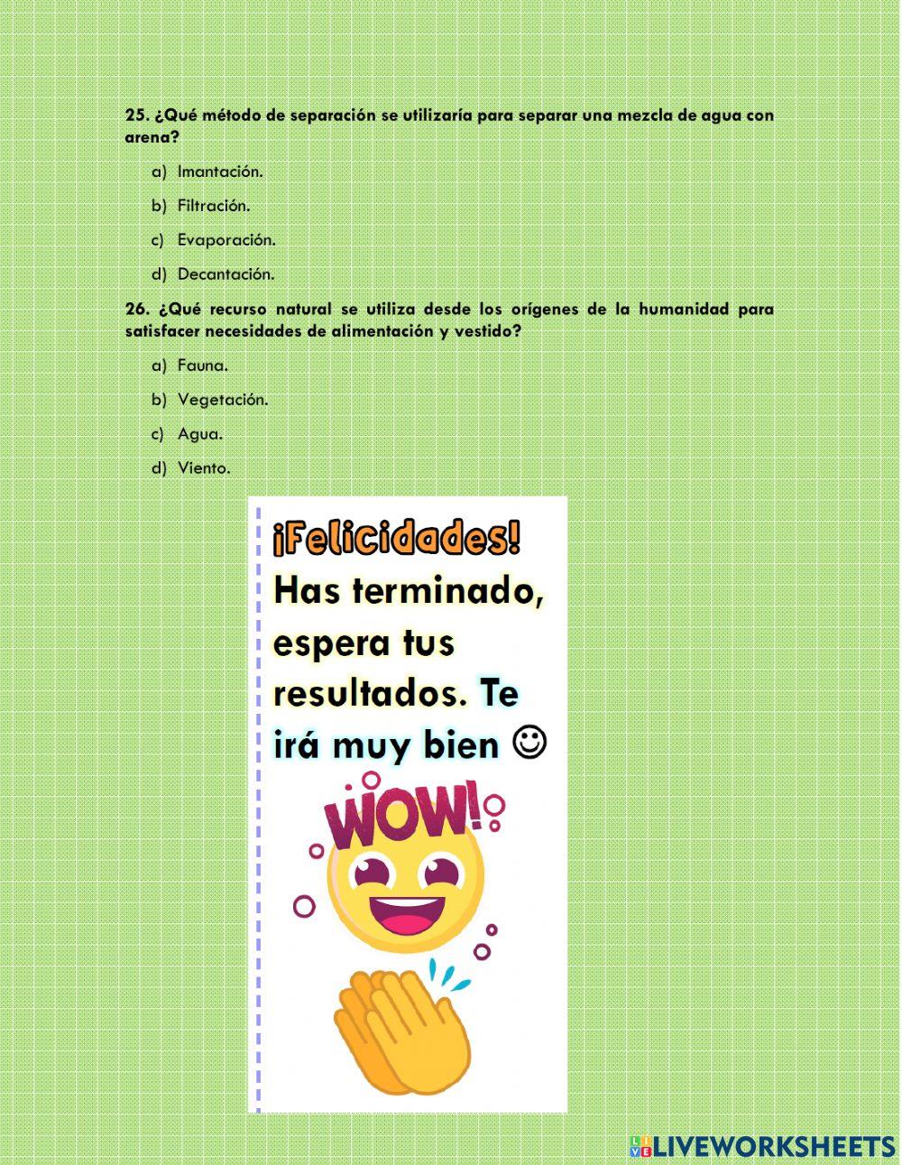 Evaluación Ciencias Naturales