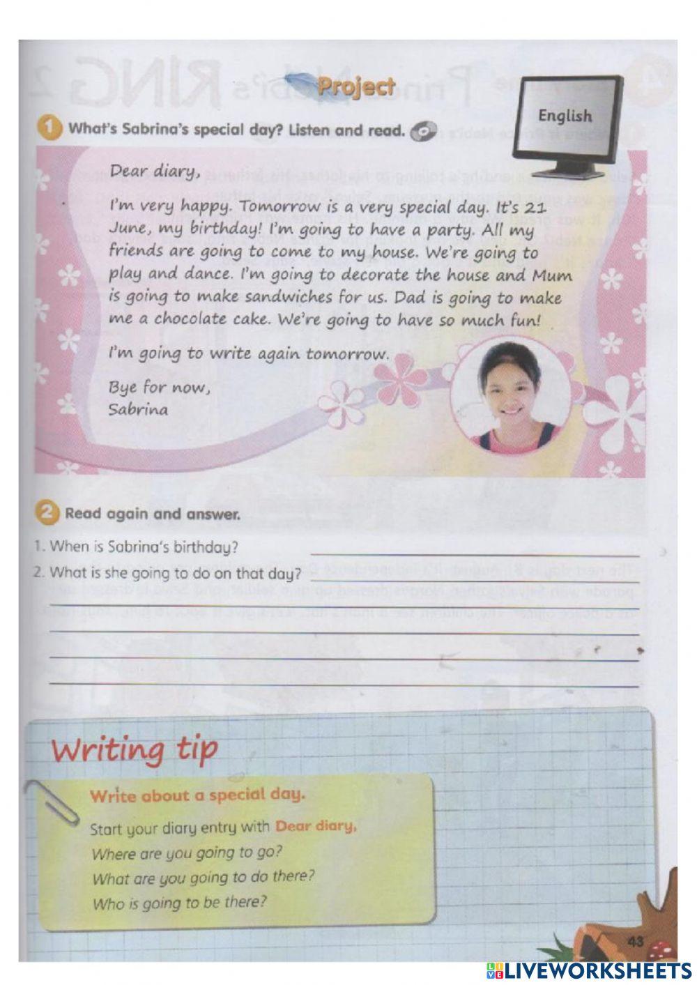 Unit 4 - Celebrations (Writing a diary)