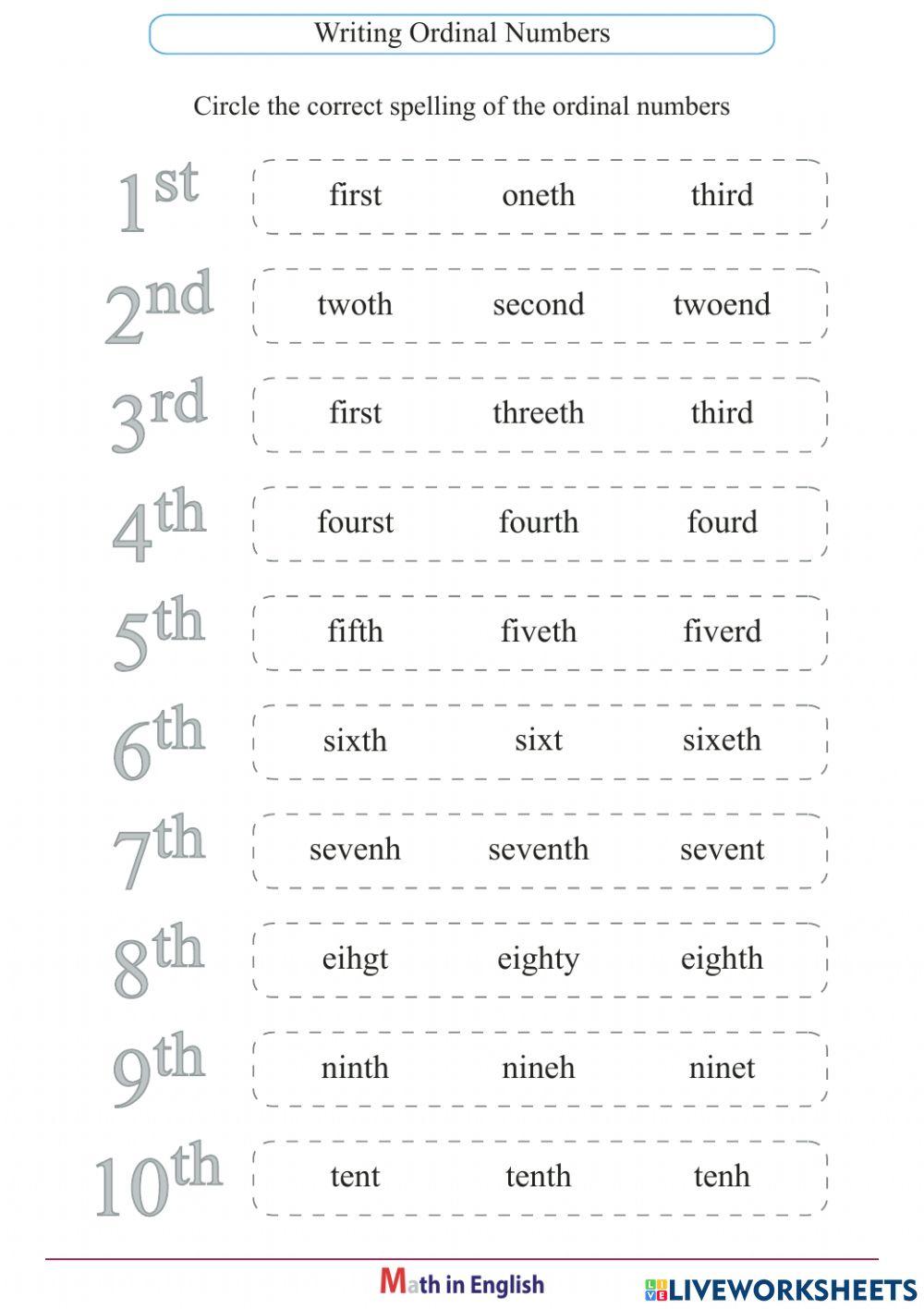 Ordinal Numbers