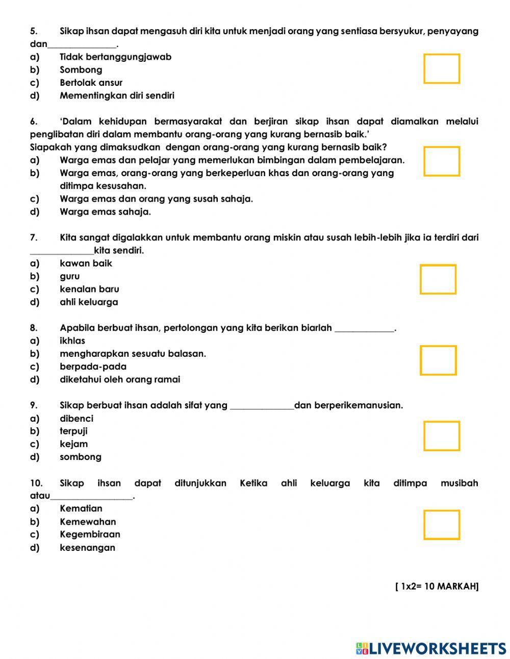 Latihan mib berbuat ihsan - mcq