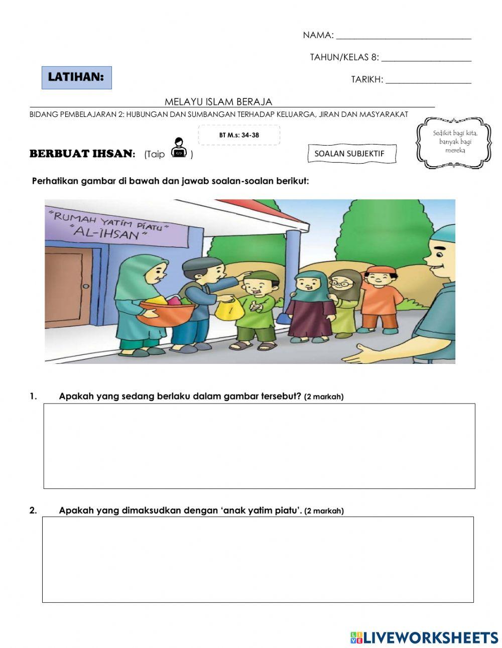 Latihan mib berbuat ihsan - soalan subjektif