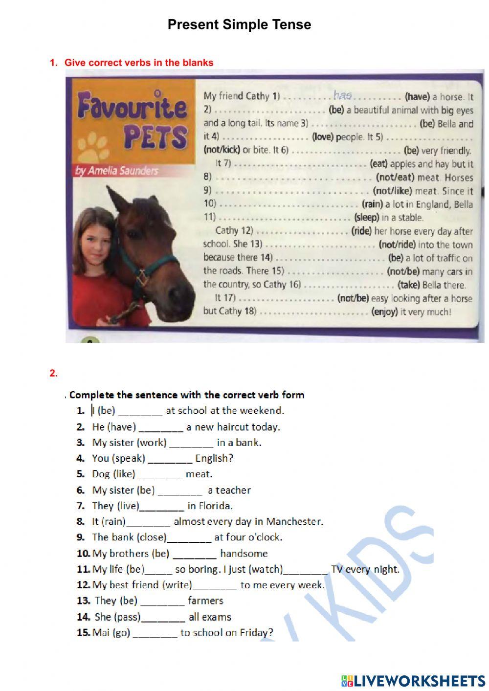 present simple tense - all forms online exercise for | Live Worksheets