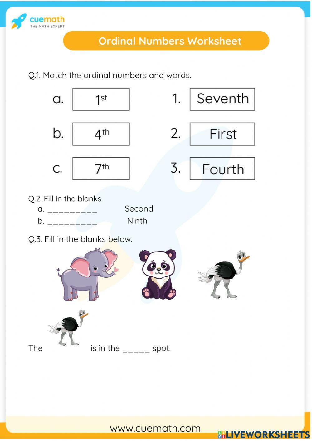 Ordinal Numbers Worksheet exercise Live Worksheets