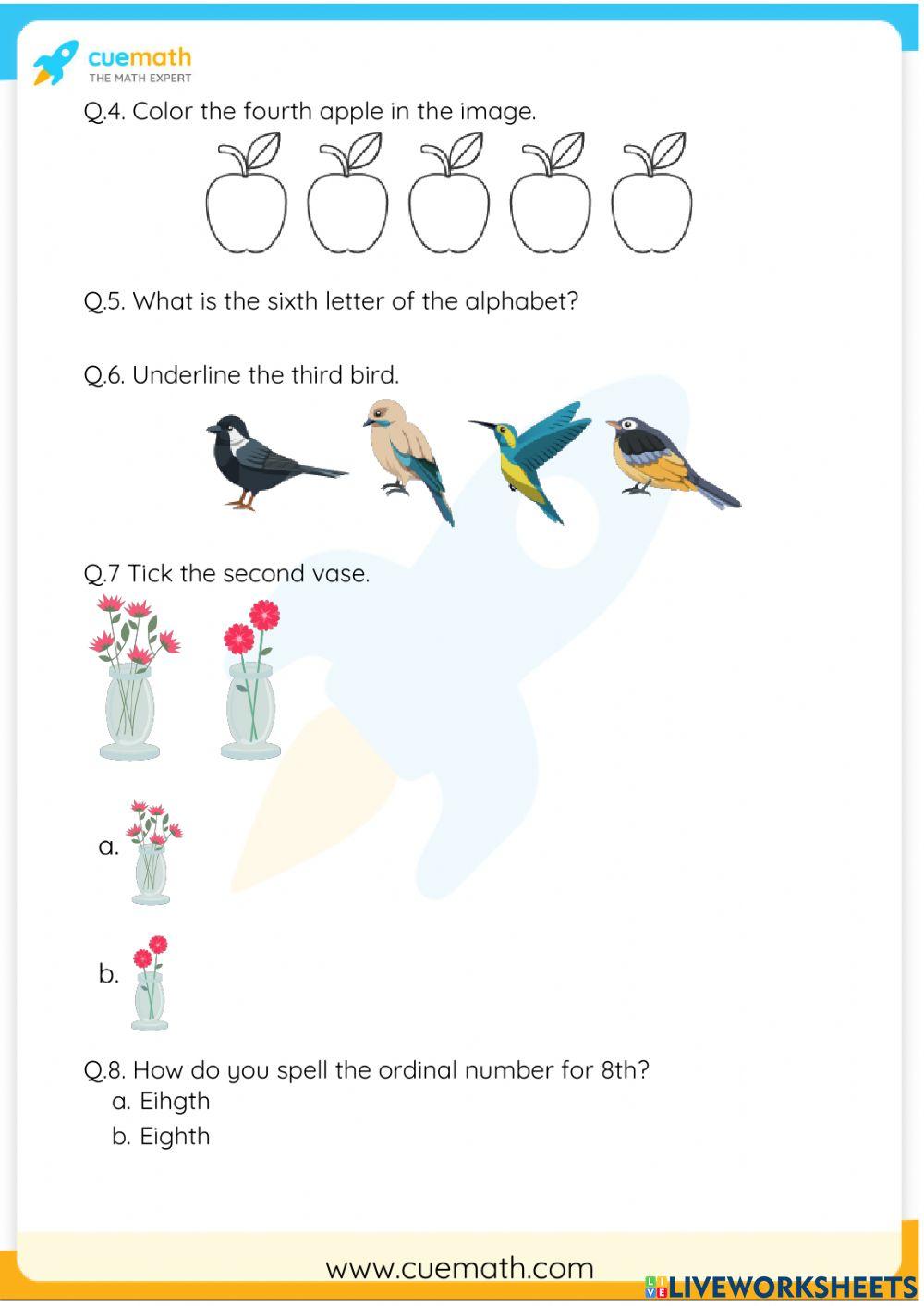 Ordinal Numbers Worksheet exercise Live Worksheets