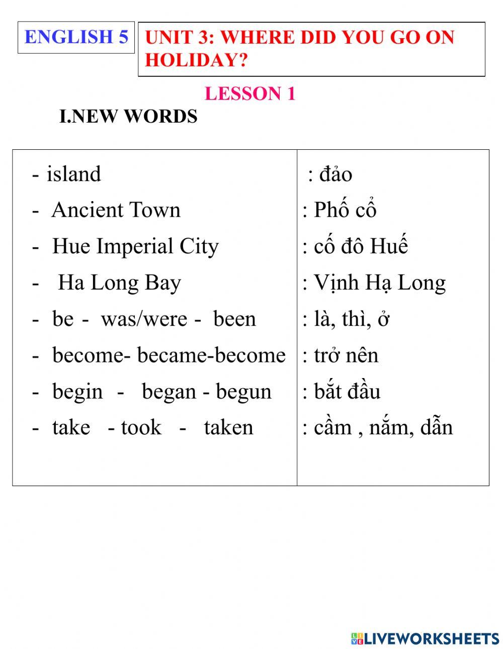 English 5- unit 3- lesson 1
