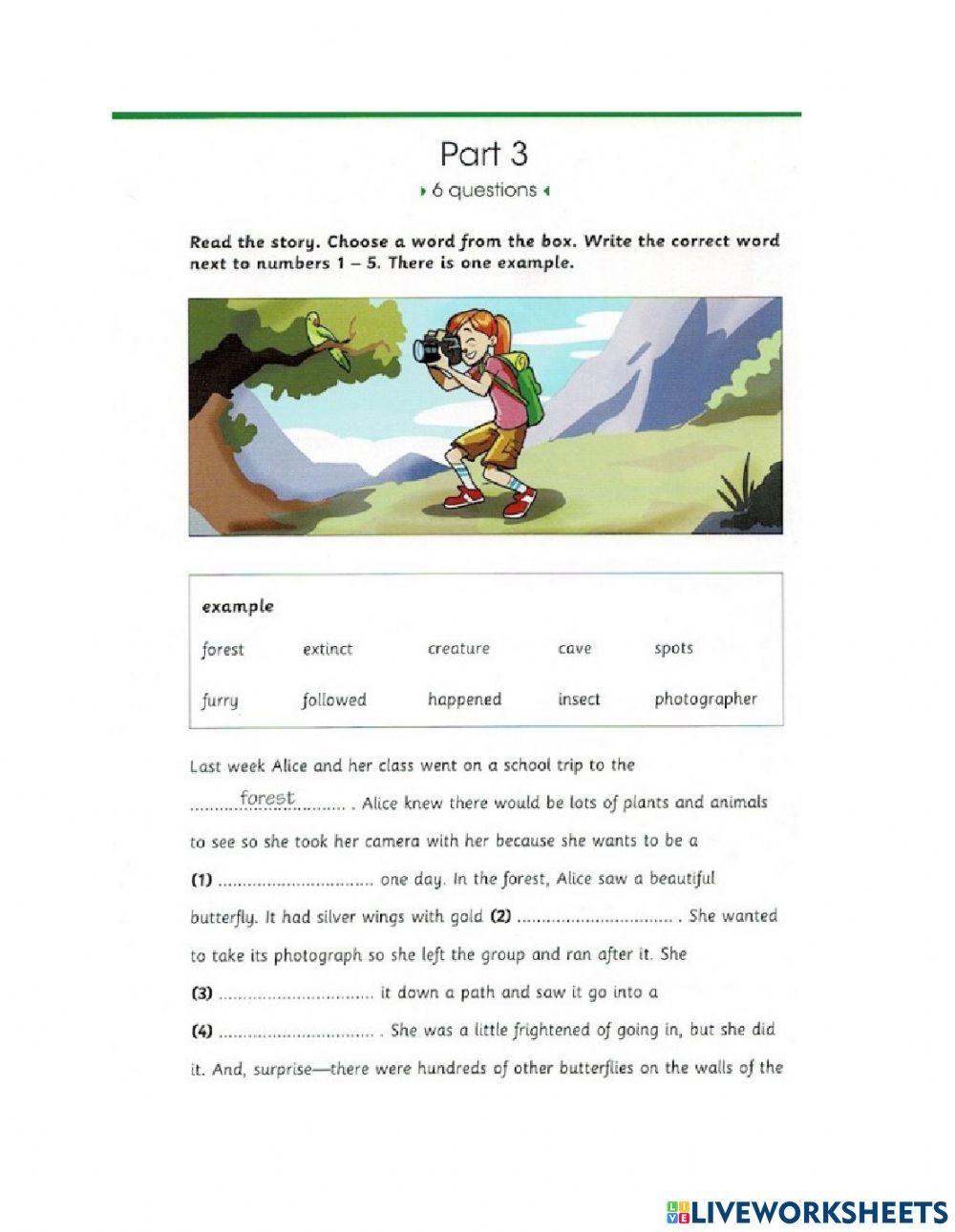 Flyers Skill Builder R&W part 1-5 Unit 4