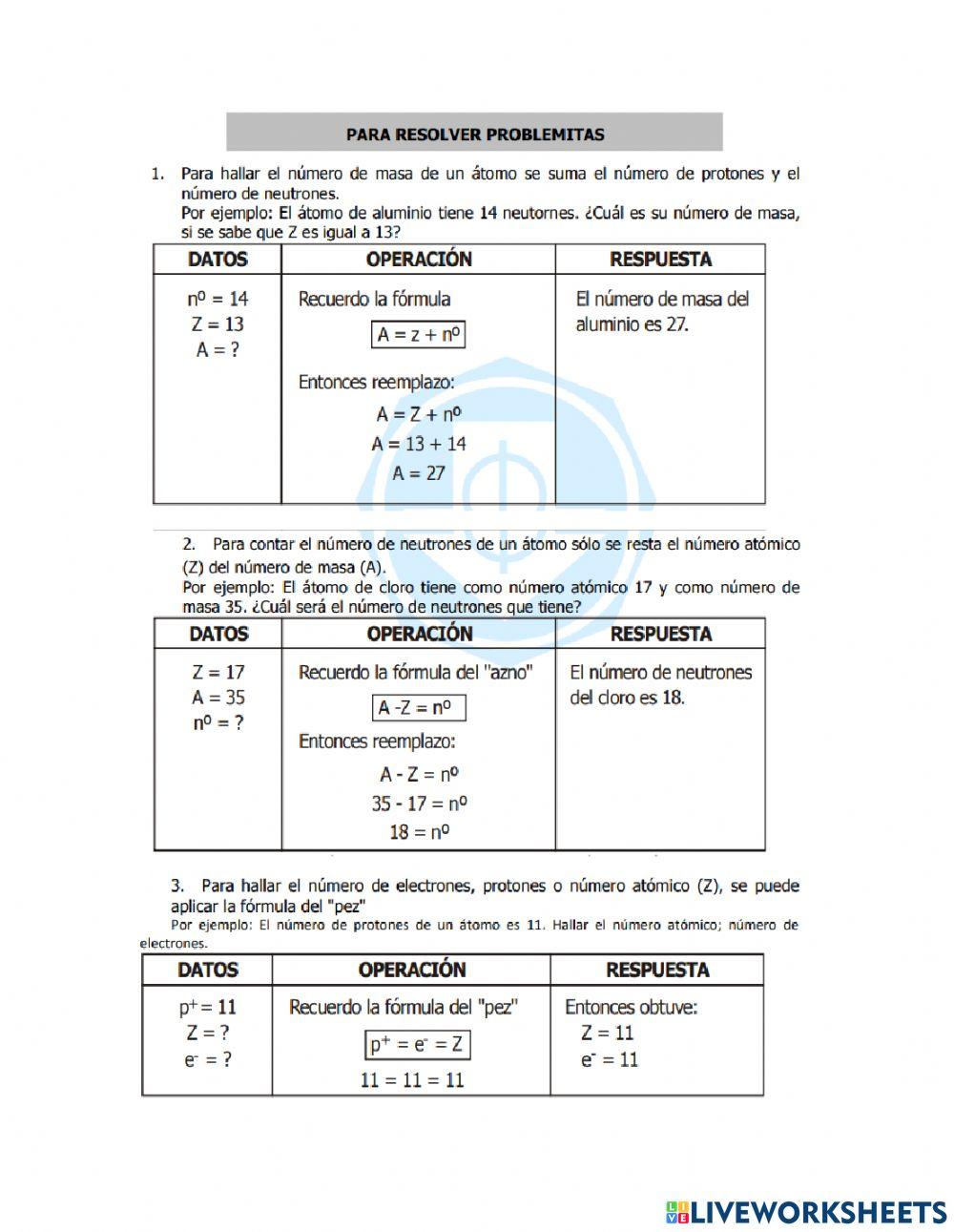 Número de masa y número atomico