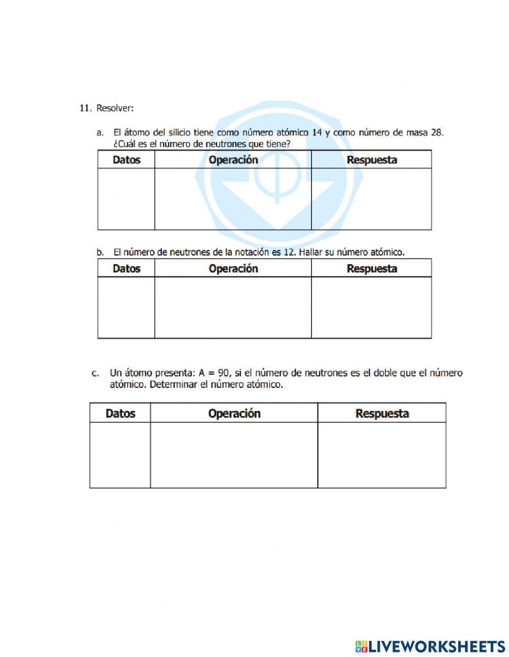 Número de masa y número atomico