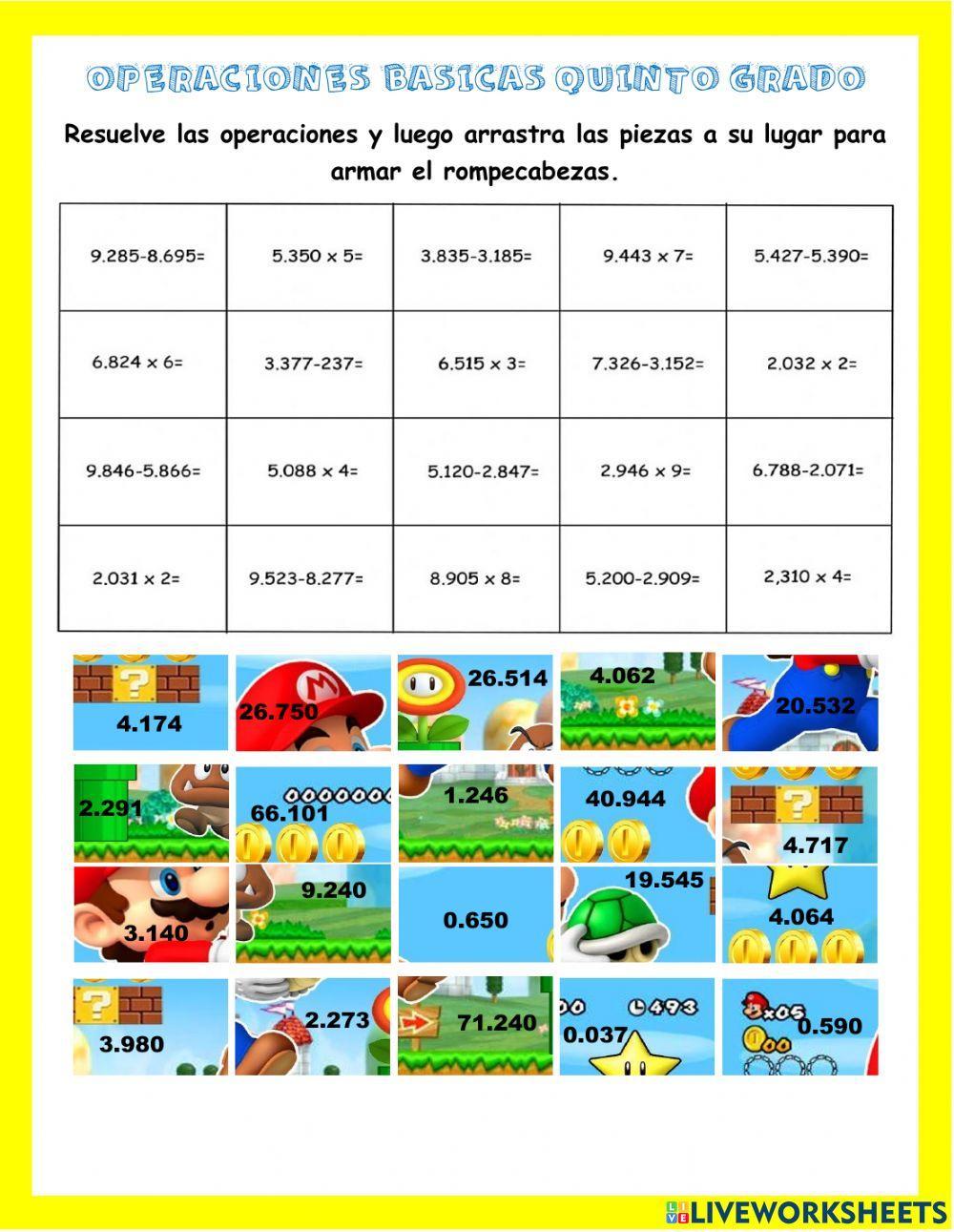 Operaciones con mario bross