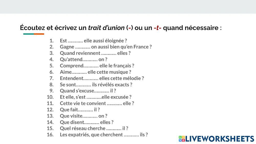 Phonétique question inversée et -e- caduc
