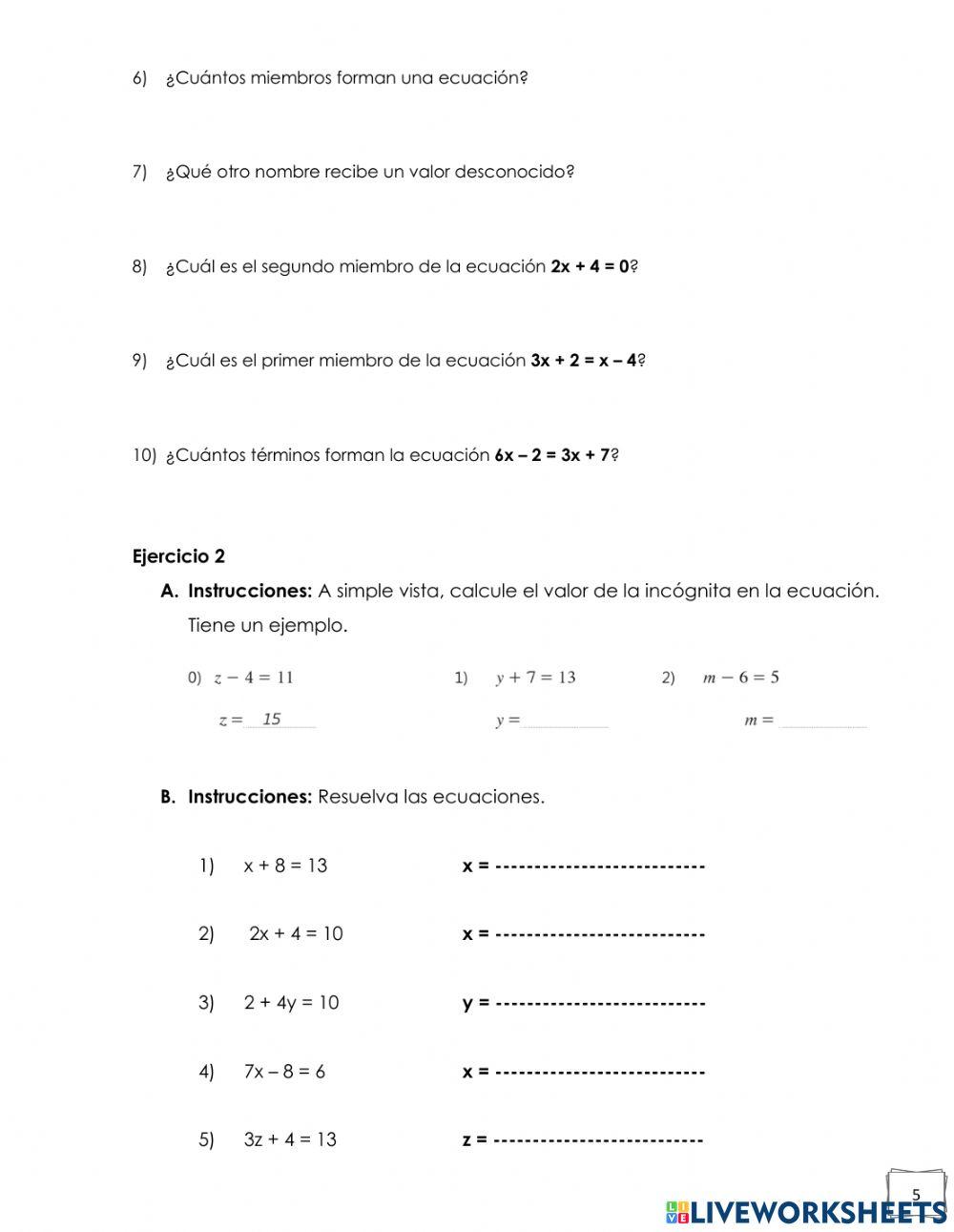Ecuaciones de primer grado con una incógnita