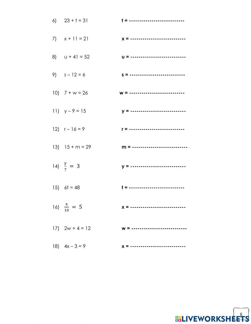 Ecuaciones de primer grado con una incógnita