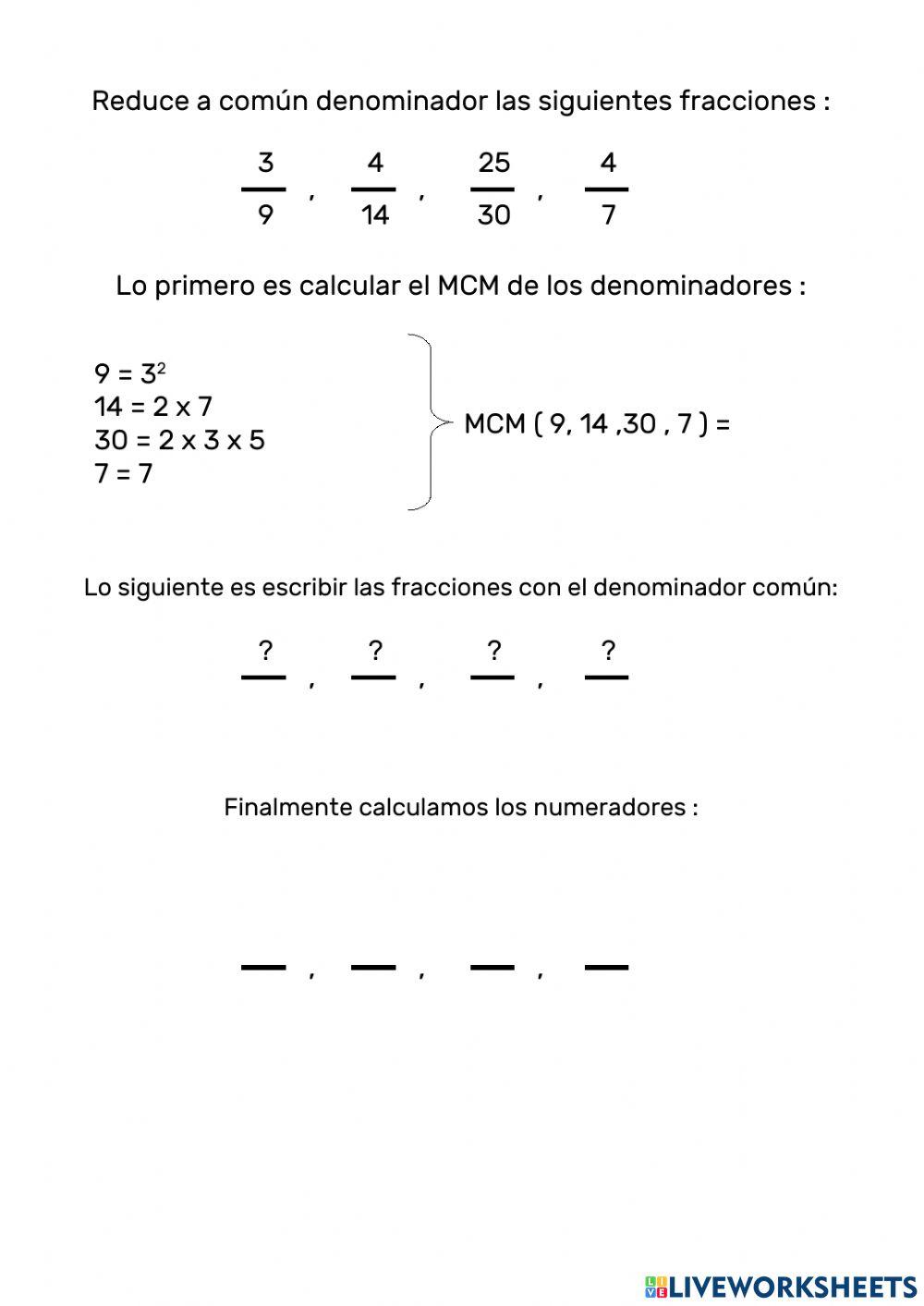 Reducir Comun Denominador