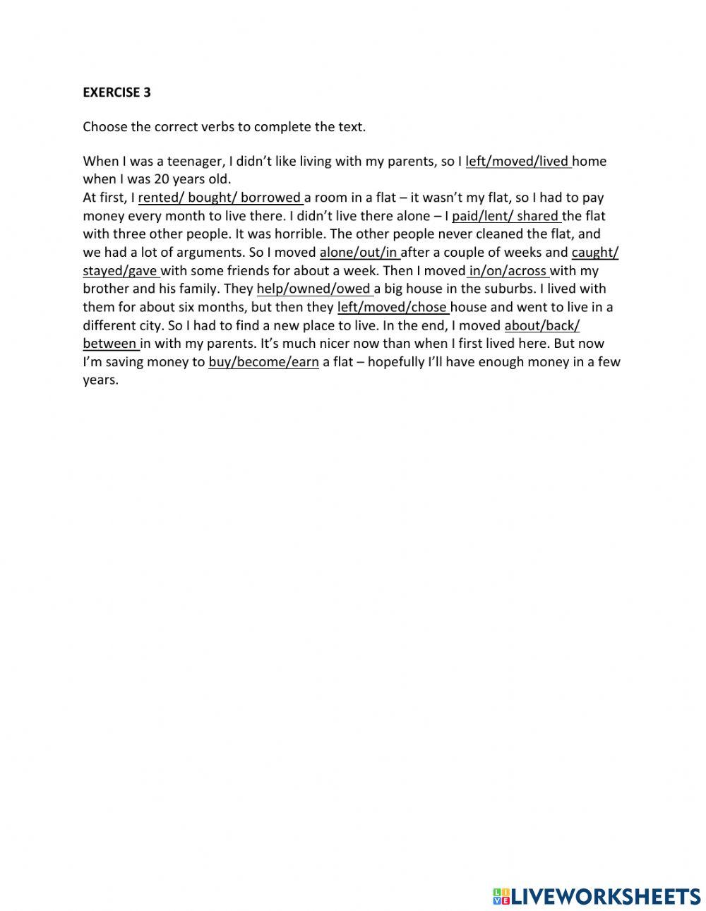 IE1, Unit 2, Grammar and Vocabulary, Exercise 3