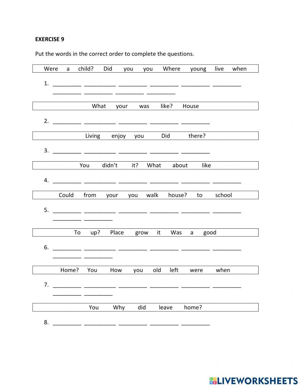 IE1, Unit 2, Grammar and vocabulary, Exercise 9