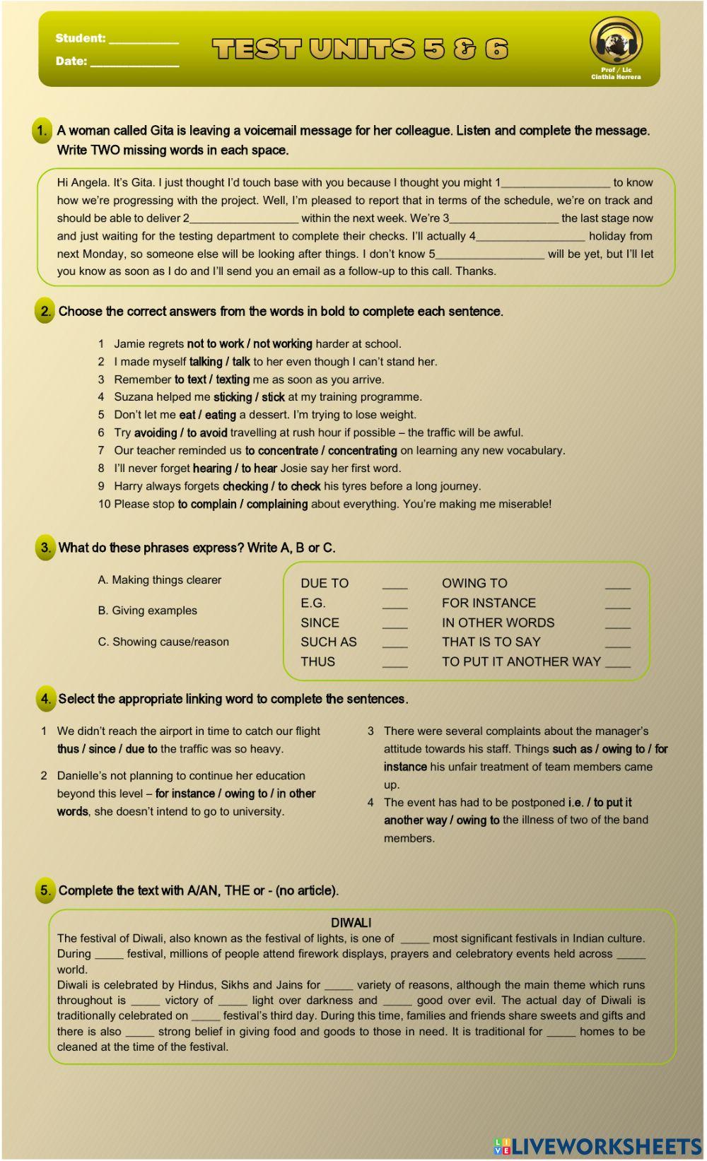 Test Units 5 & 6 - Upper intermediate