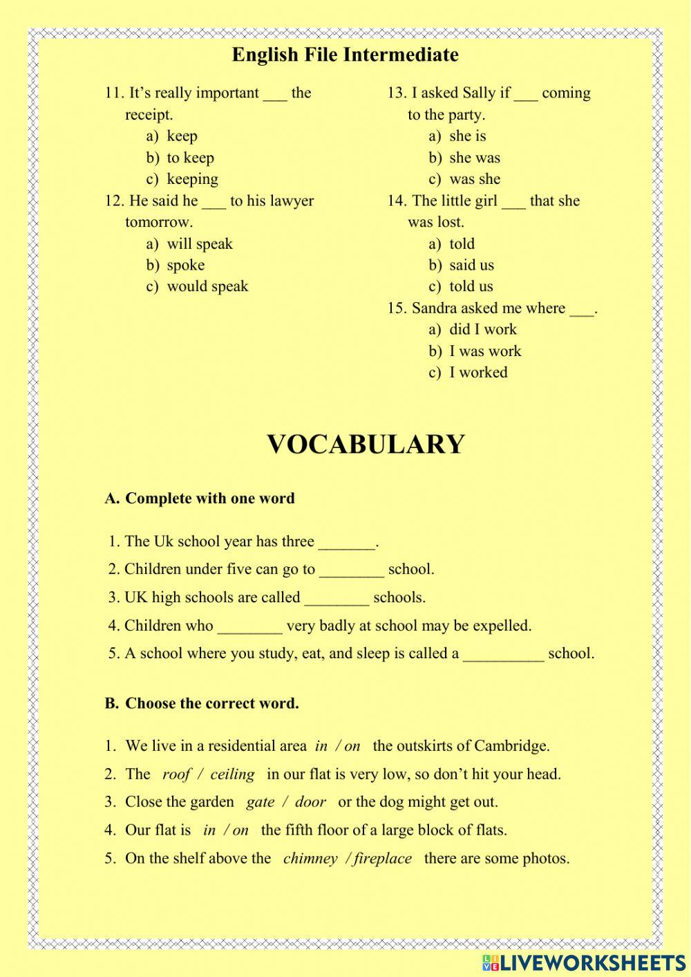 Revise and Check. Units 7-8 English File