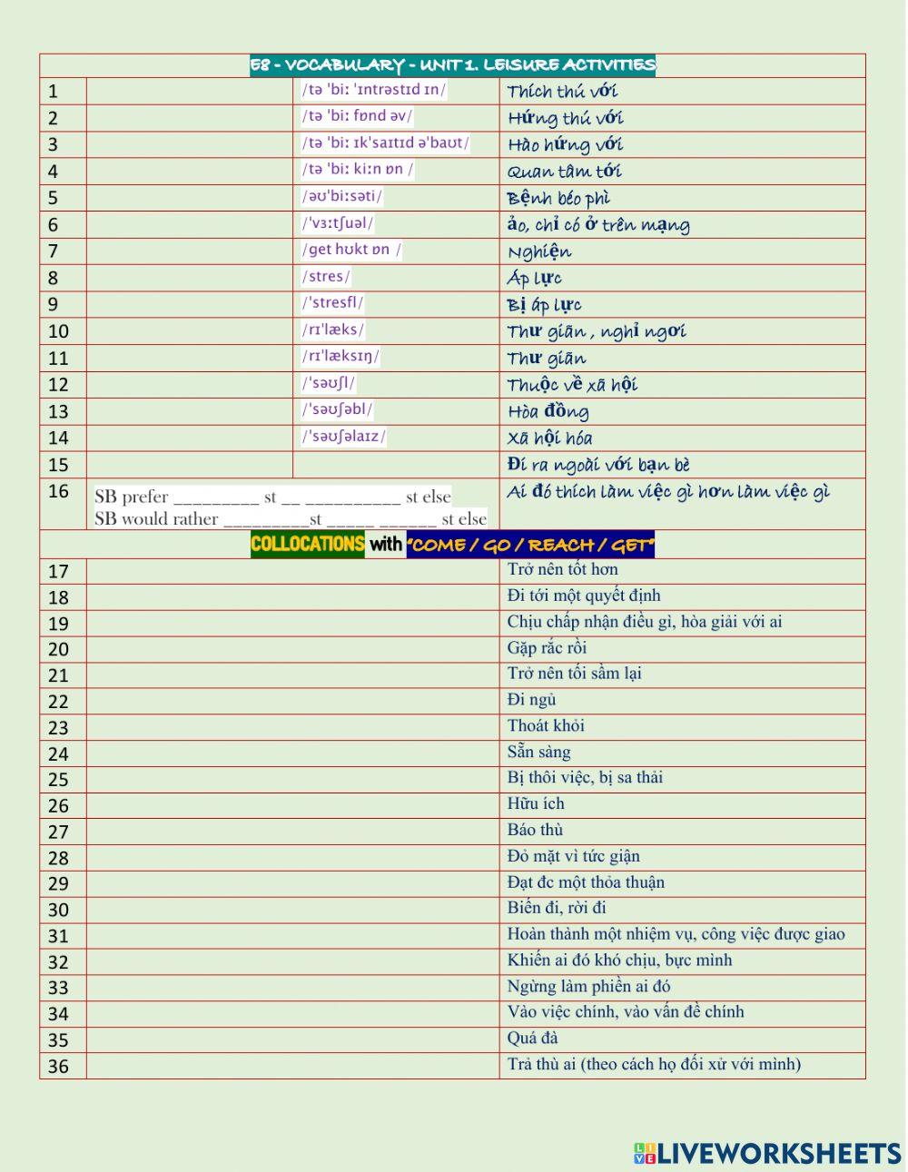E8. unit 1. vocabulary