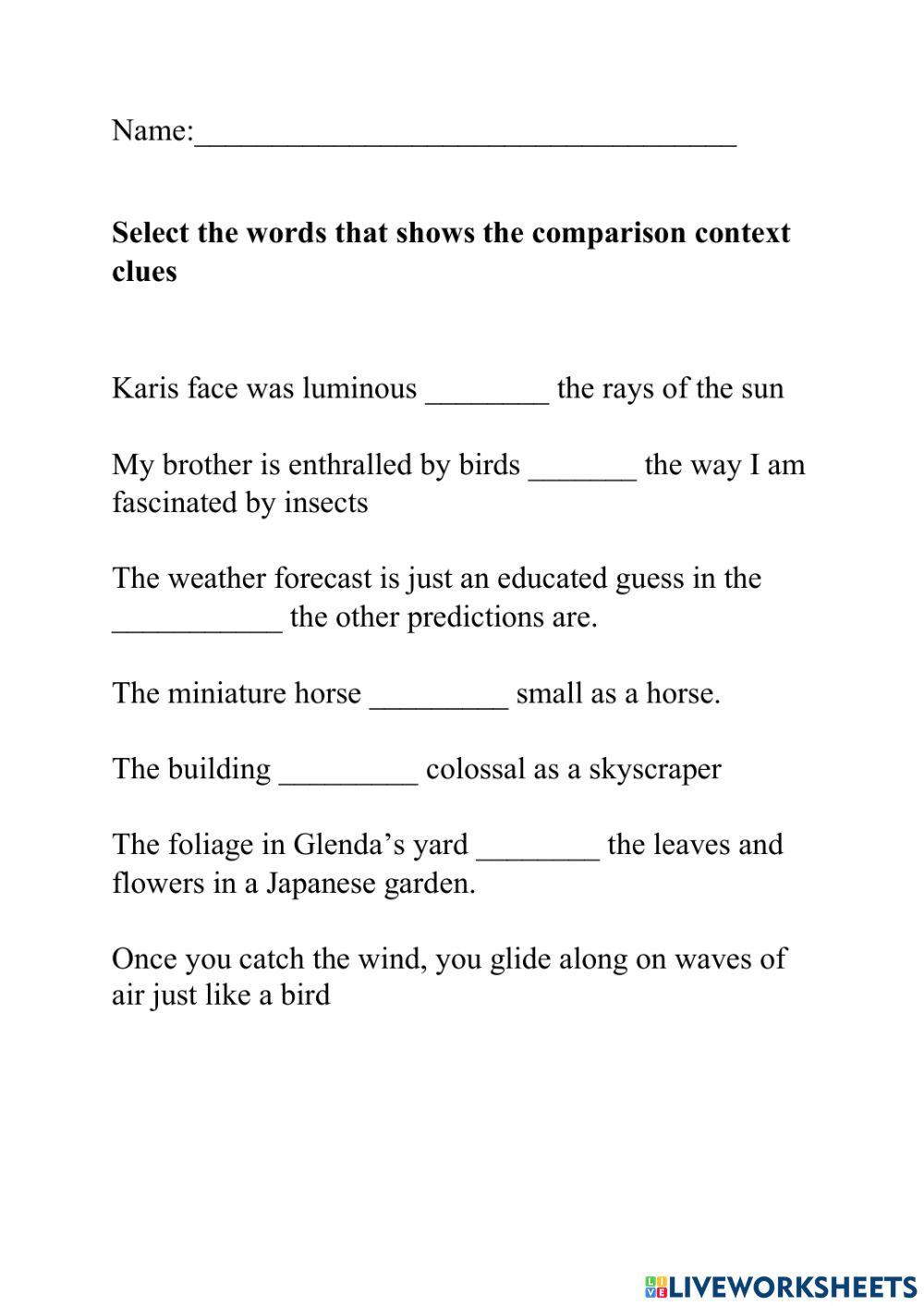 Comparative Context Clues