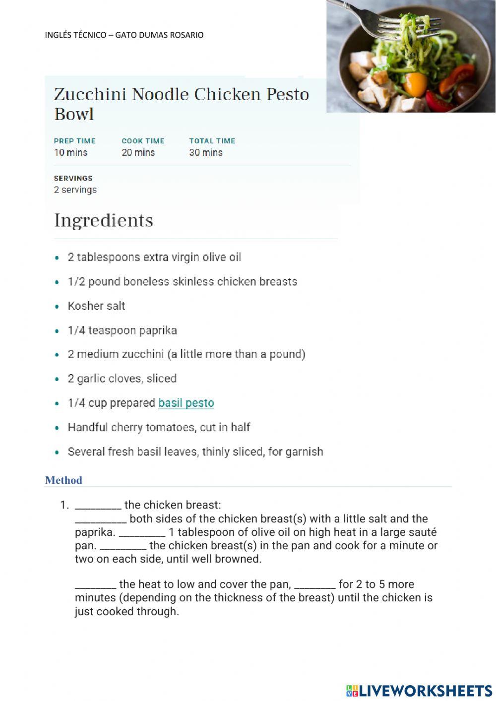 Zucchini noodles chicken pesto bowl