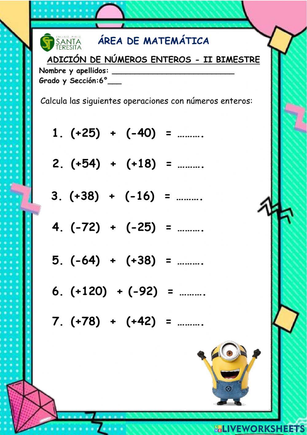 Adición de números enteros