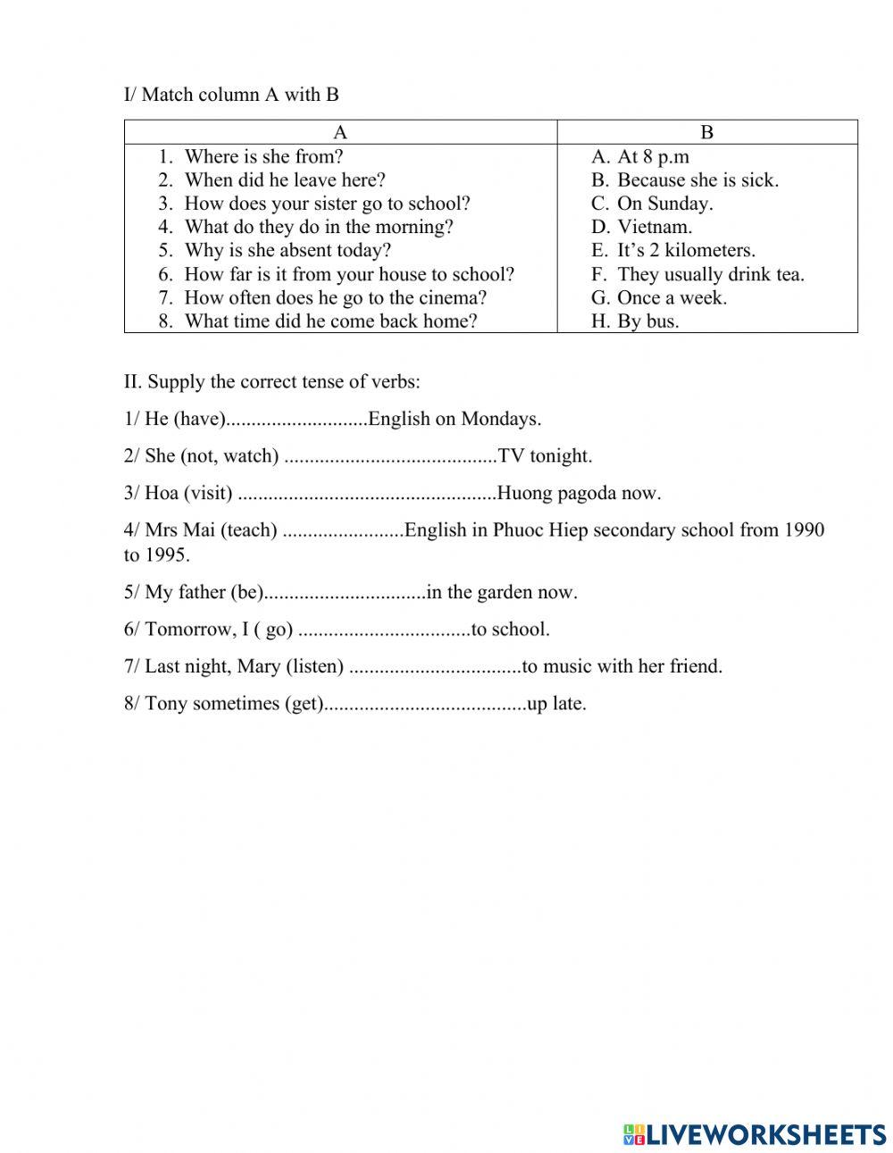 Exercise 2 Online Exercise For Live Worksheets Exercise 2 Online Exercise For Live Worksheets