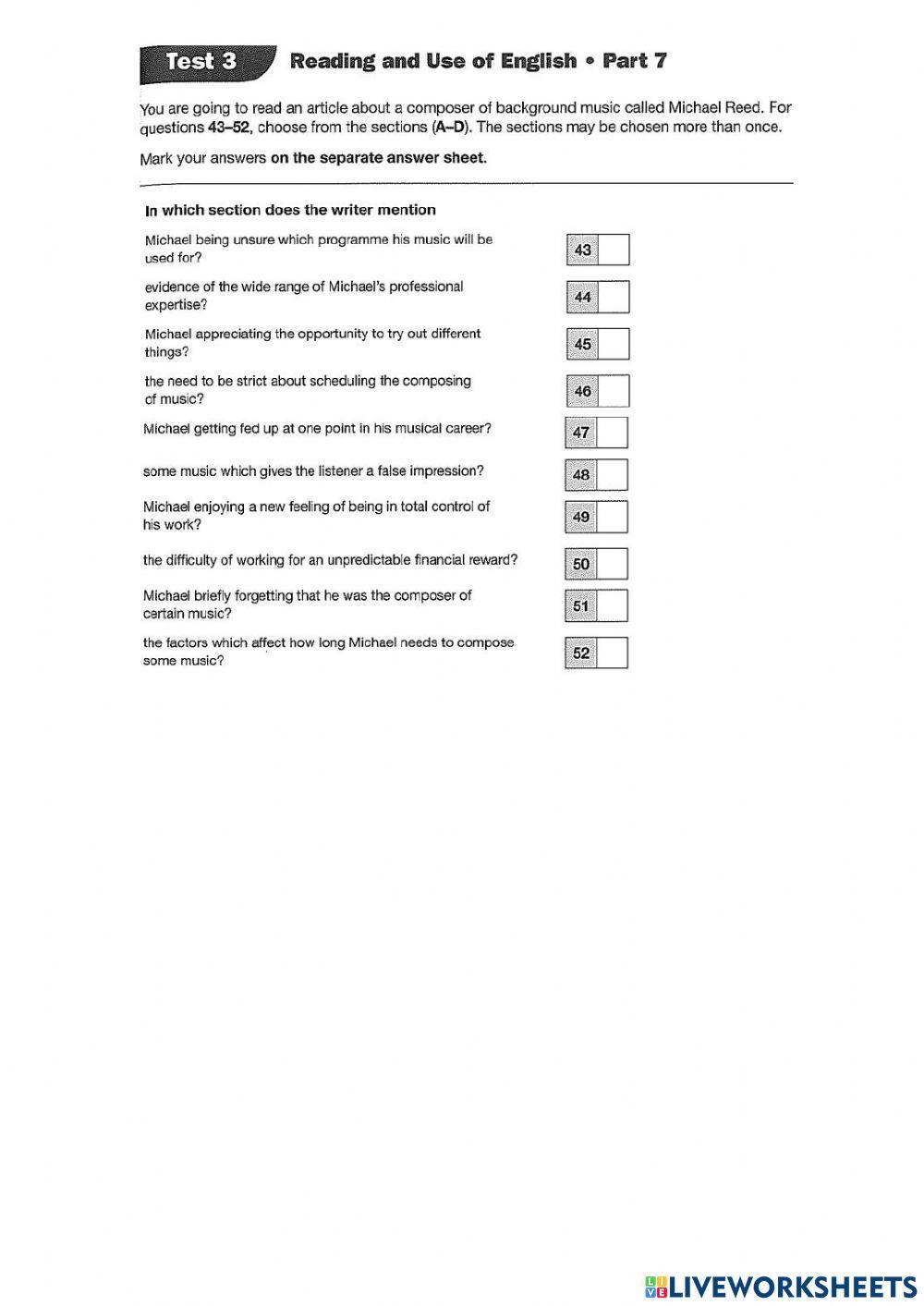 FCE .......... Reading and Use of English (EngExam)