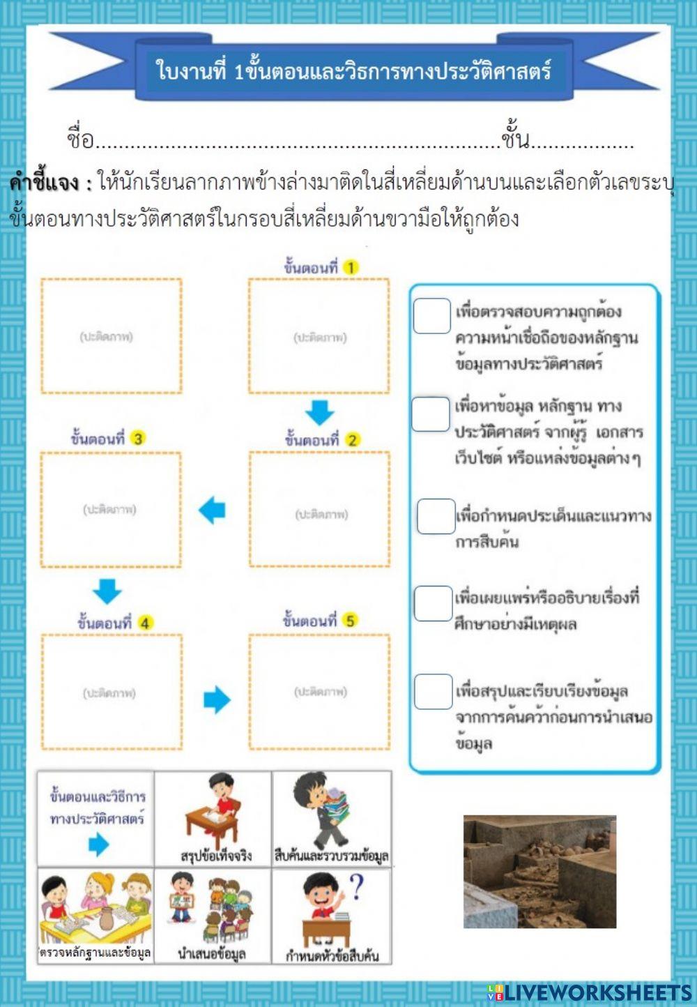 ใบงาน ประวัติศาสตร์ ป.6