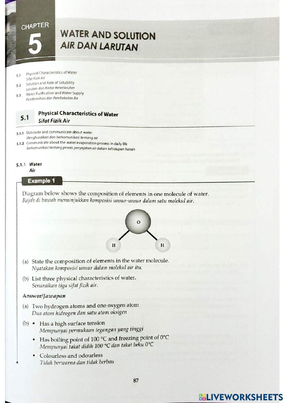 Sains Tingkatan 2 Bab 5 5.1 Sifat Fizik Air