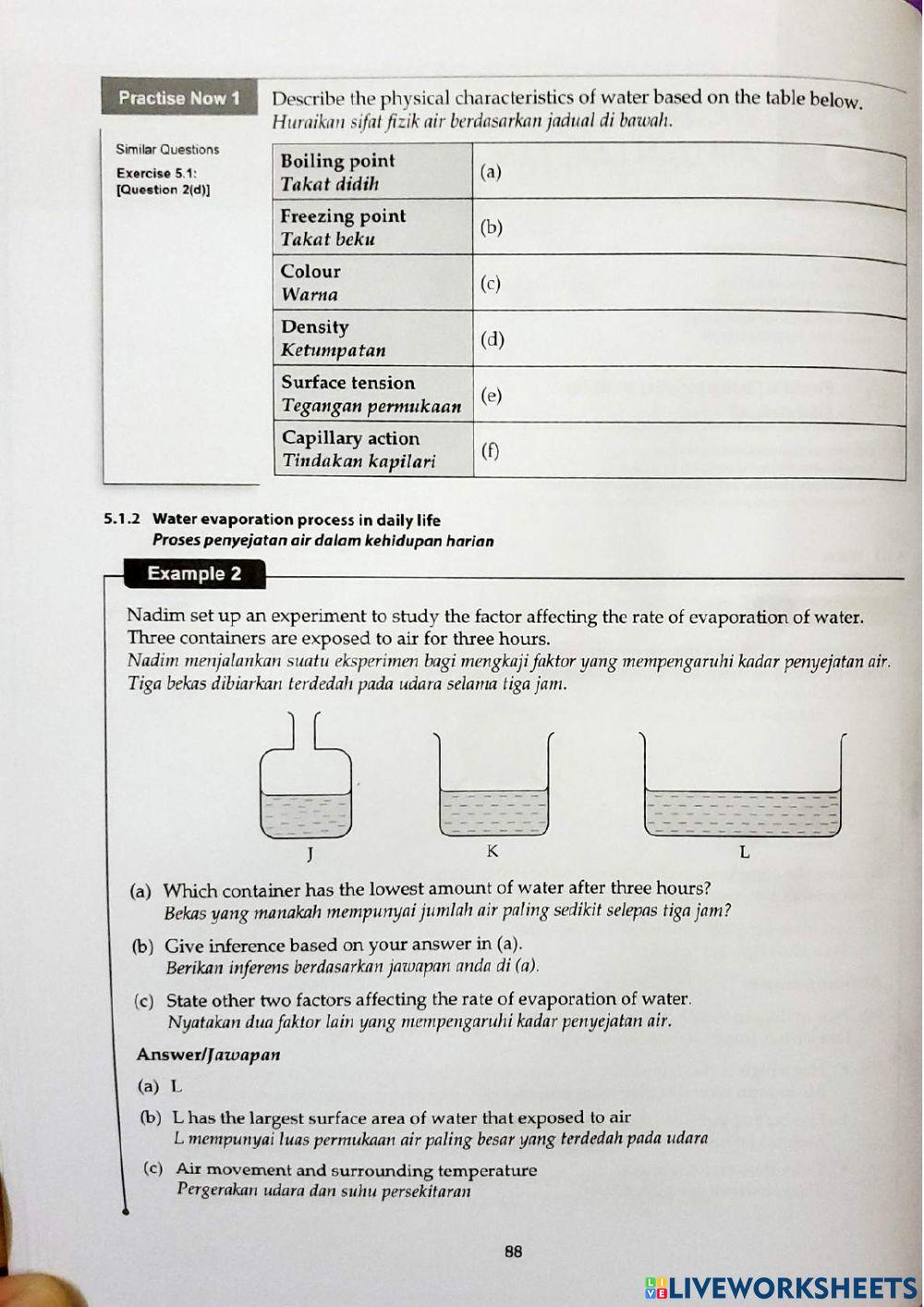 Sains Tingkatan 2 Bab 5 5.1 Sifat Fizik Air