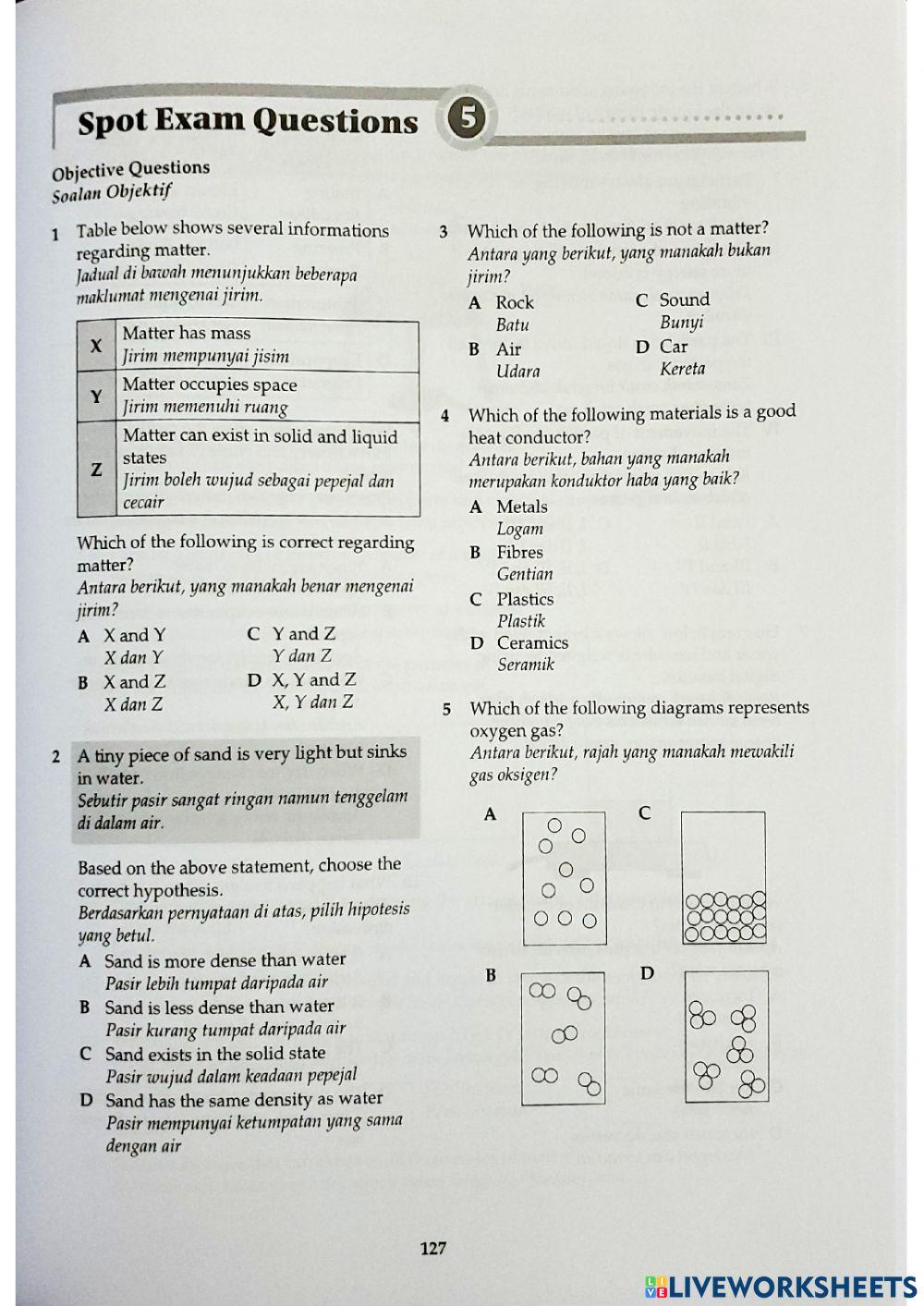 Sains Tingkatan1 Bab 5 Jirim